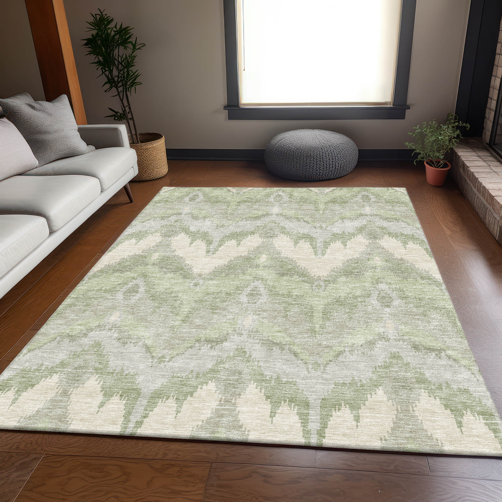 Addison Rugs ACN743AL5X8 Chantille ACN743AL 5 x 7 (ft) Polyester Aloe Rectangular Indoor/Outdoor Geometric Machine washable Area rug