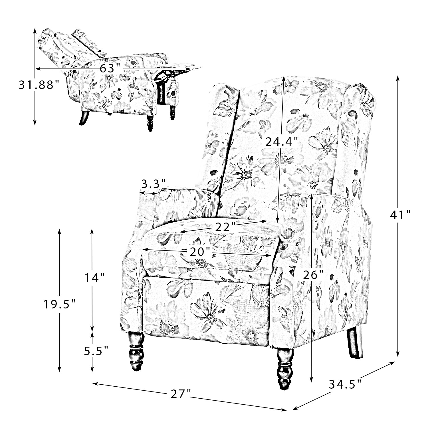 14 Karat Home CHOY0012-GARDEN recliners - View #9
