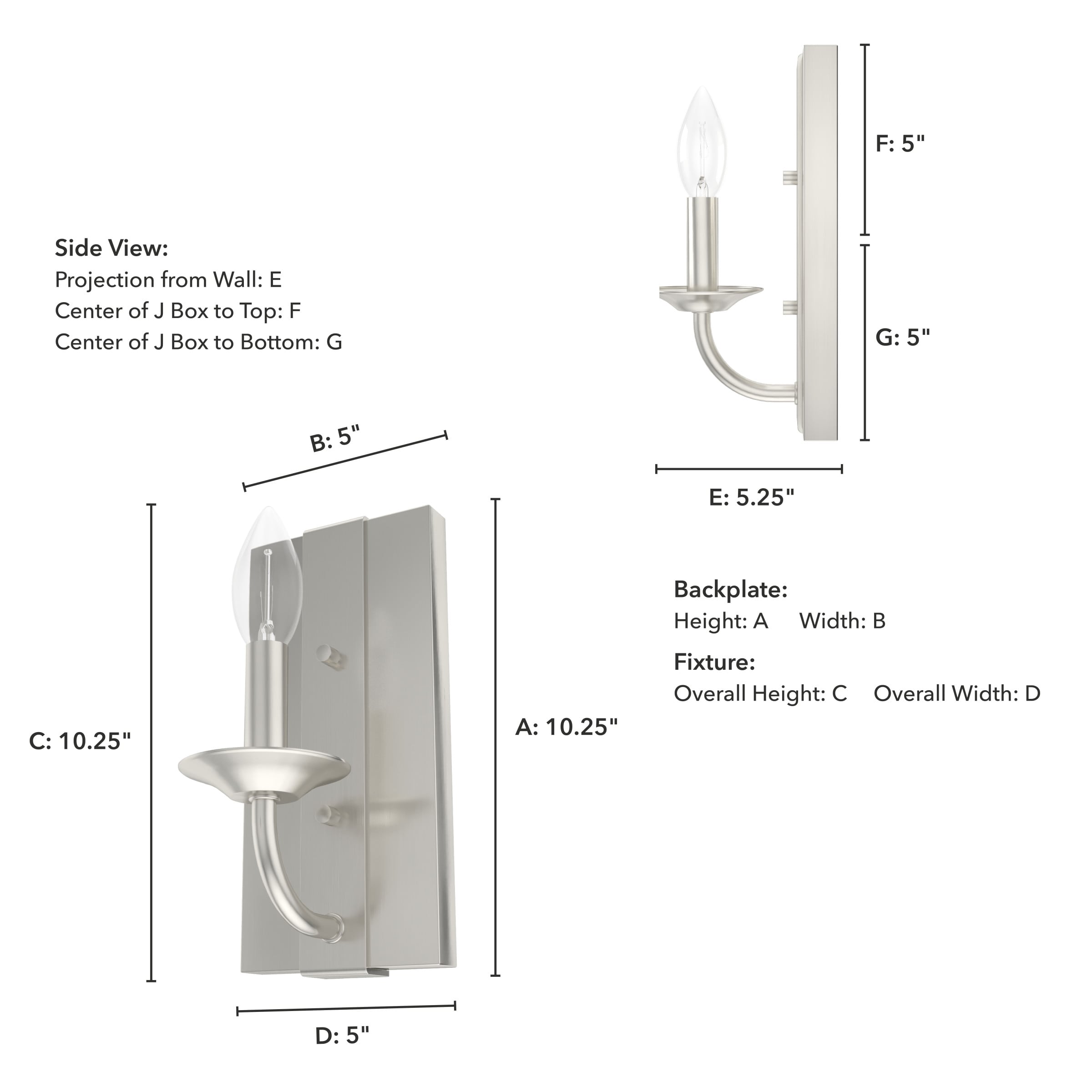 Perch Point Brushed Nickel Dimmable Wall Sconce, 10"