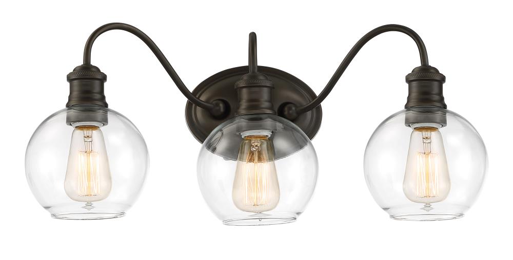 Quoizel Soho 3 Light Bronze, Bathroom Vanity Light Globes