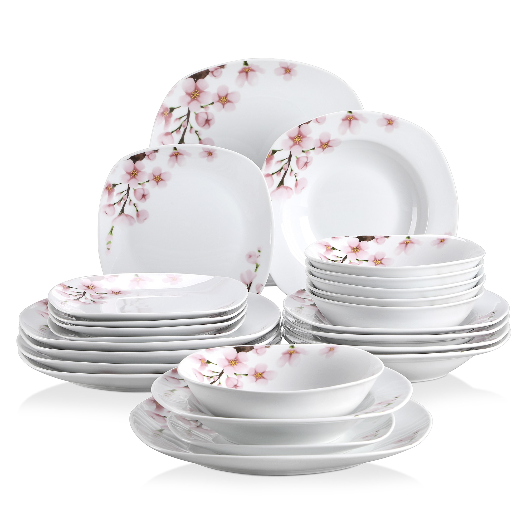 MALACASA Annie Porcelain China Dinnerware Set - Service for 12