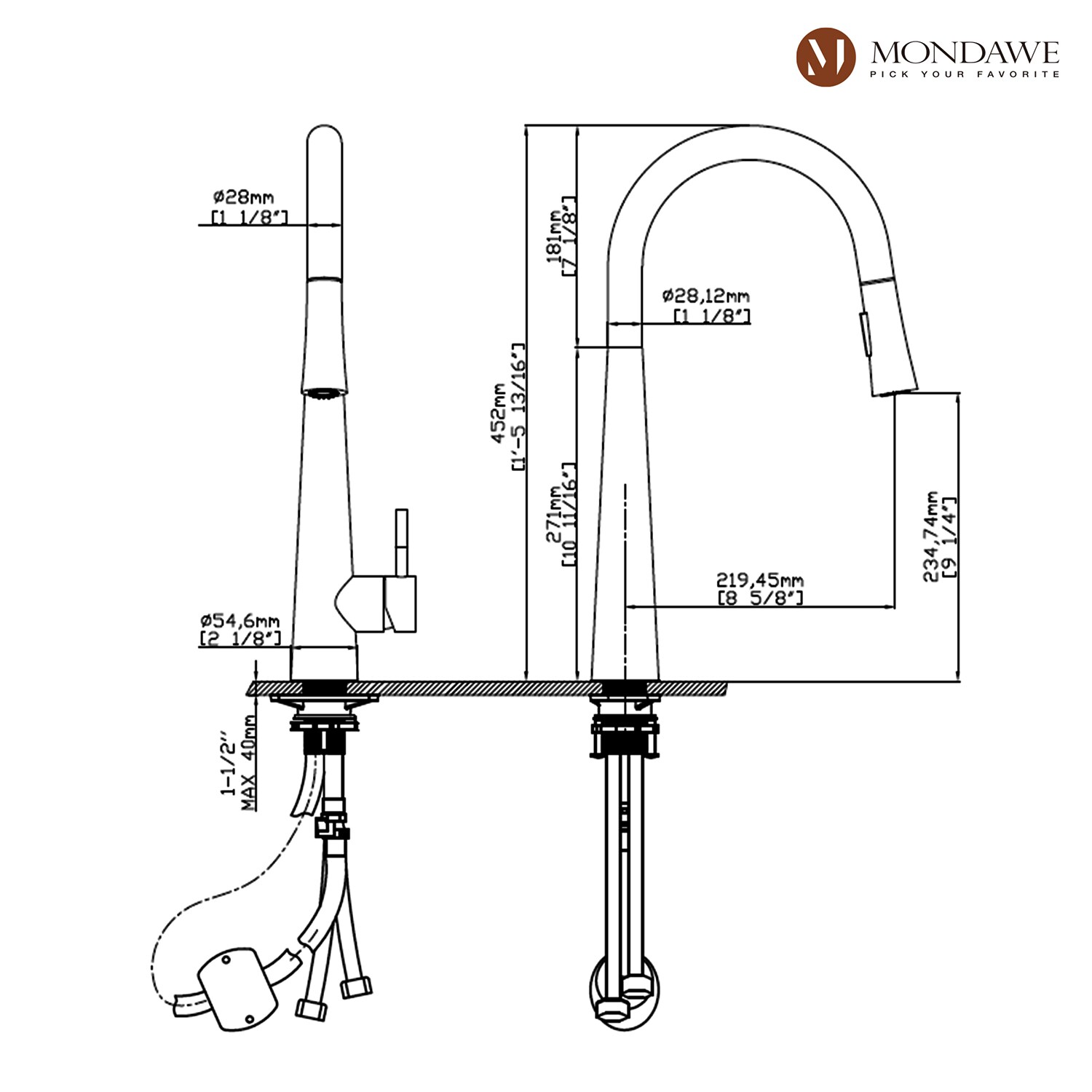 Mondawe MO-DT406NS Kitchen-Faucets - View #8