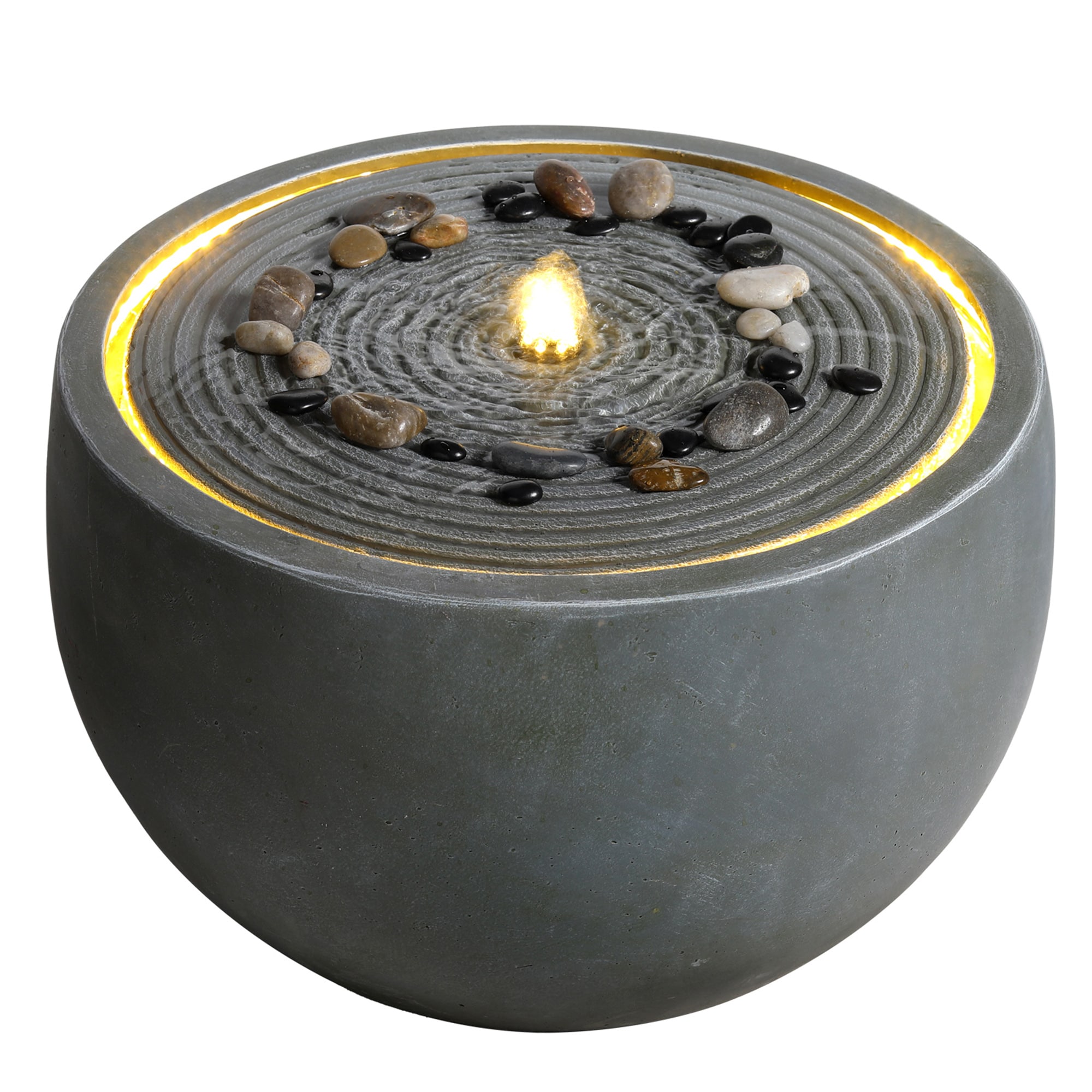 Bybafun 12.2-in H Resin Electric Powered Rock Outdoor Fountain Pump Included