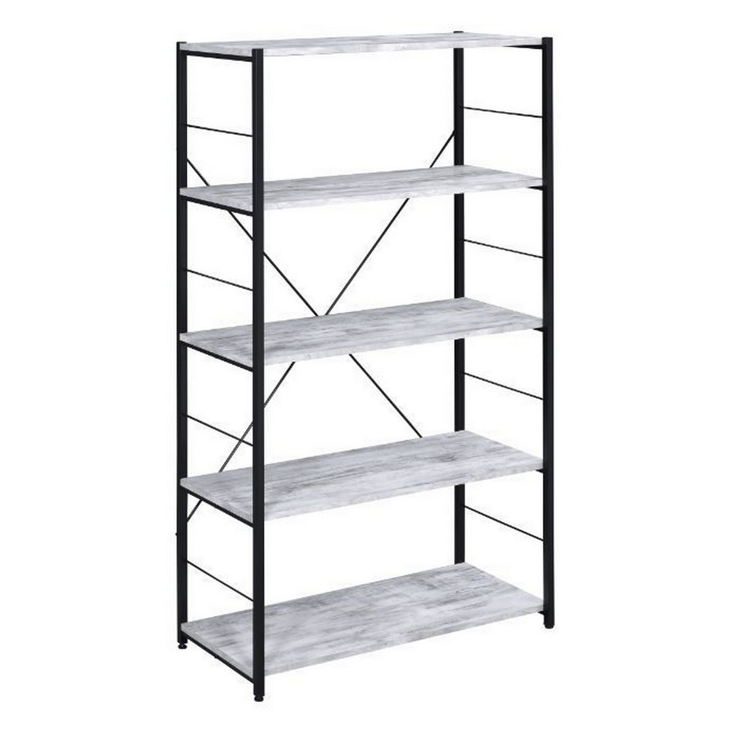 Benzara BM237181 White Metal 4-Shelf Bookcase (13-in W x 57-in H x 32-in D)