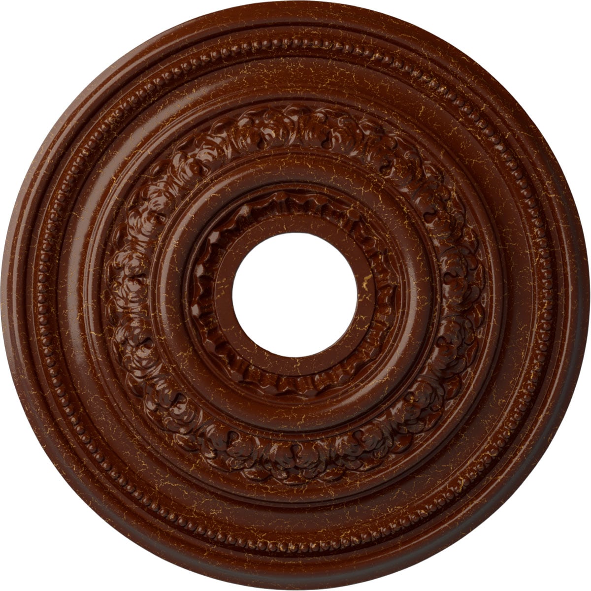 Ekena Millwork CM17OLBMC Orleans 17.625-in W x 17.625-in L Painted Burnished Mahogany Crackle Polyurethane Whole Ceiling Medallion