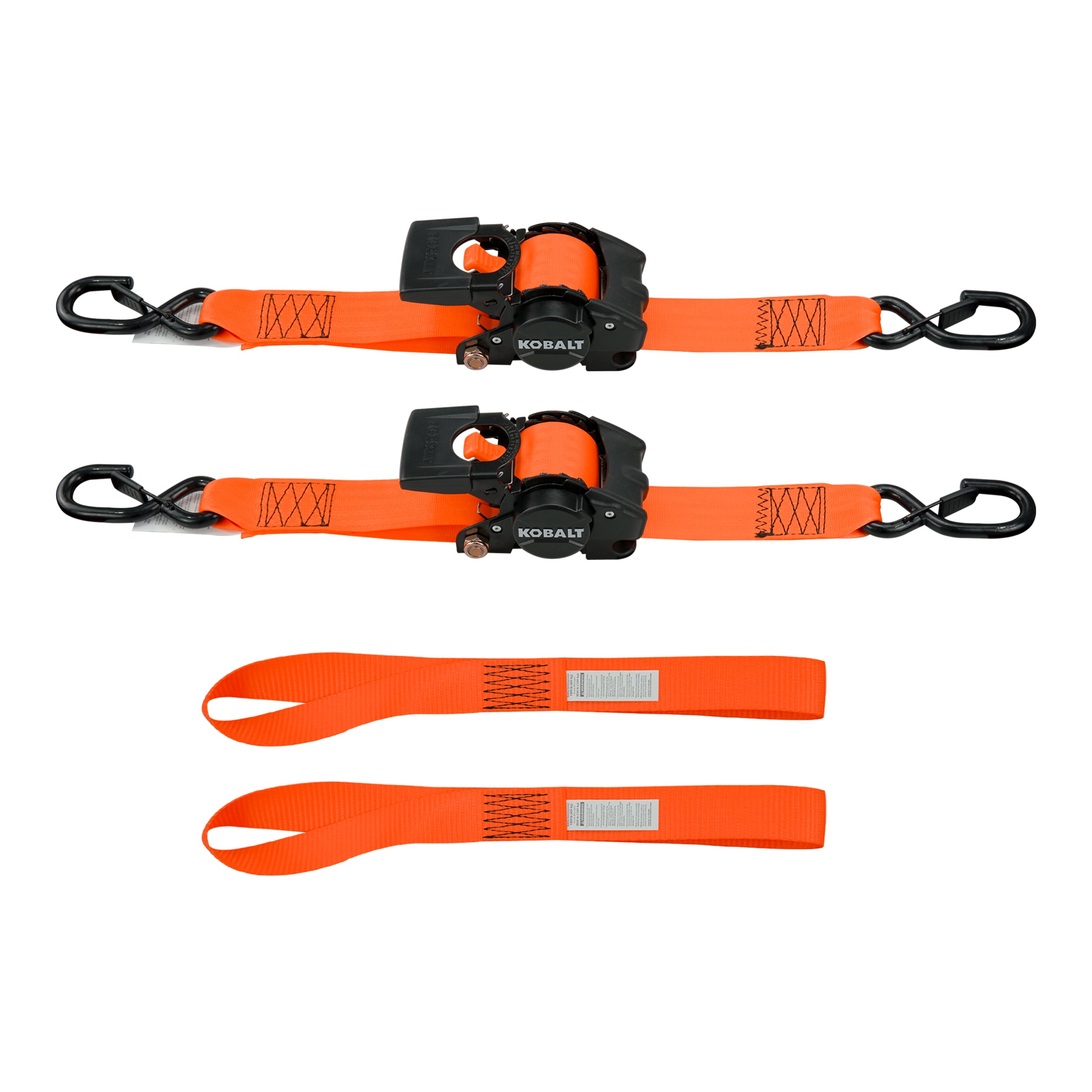 Kobalt 2-in x 10-ft Retractable Ratchet Strap with S-Hook 3000-lb Break Strength 2 -Pack #A220502