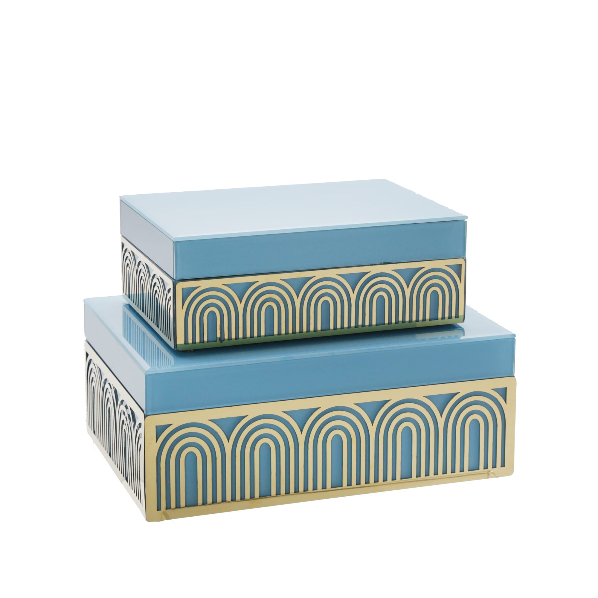 Sagebrook Home 15378-02 Blue Glass Modern Decorative Box
