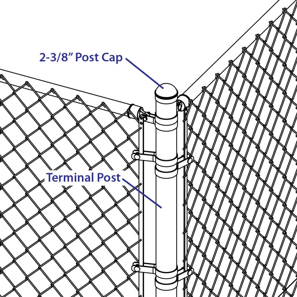 Blue Hawk 3-in W x 2-in L Polished Silver Chain-link Fence Dome Cap ...