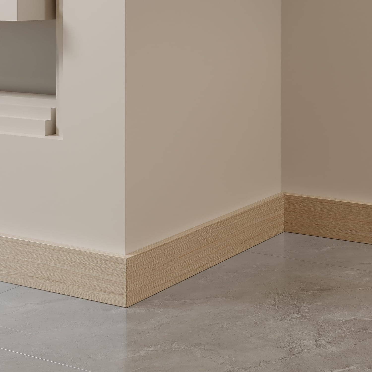 Angel Sar 6-Pack 39.5-in x 3.2-in Oak Peel and Stick Wall Baseboard Molding Trim with High-quality PVC for Kitchen Bathroom