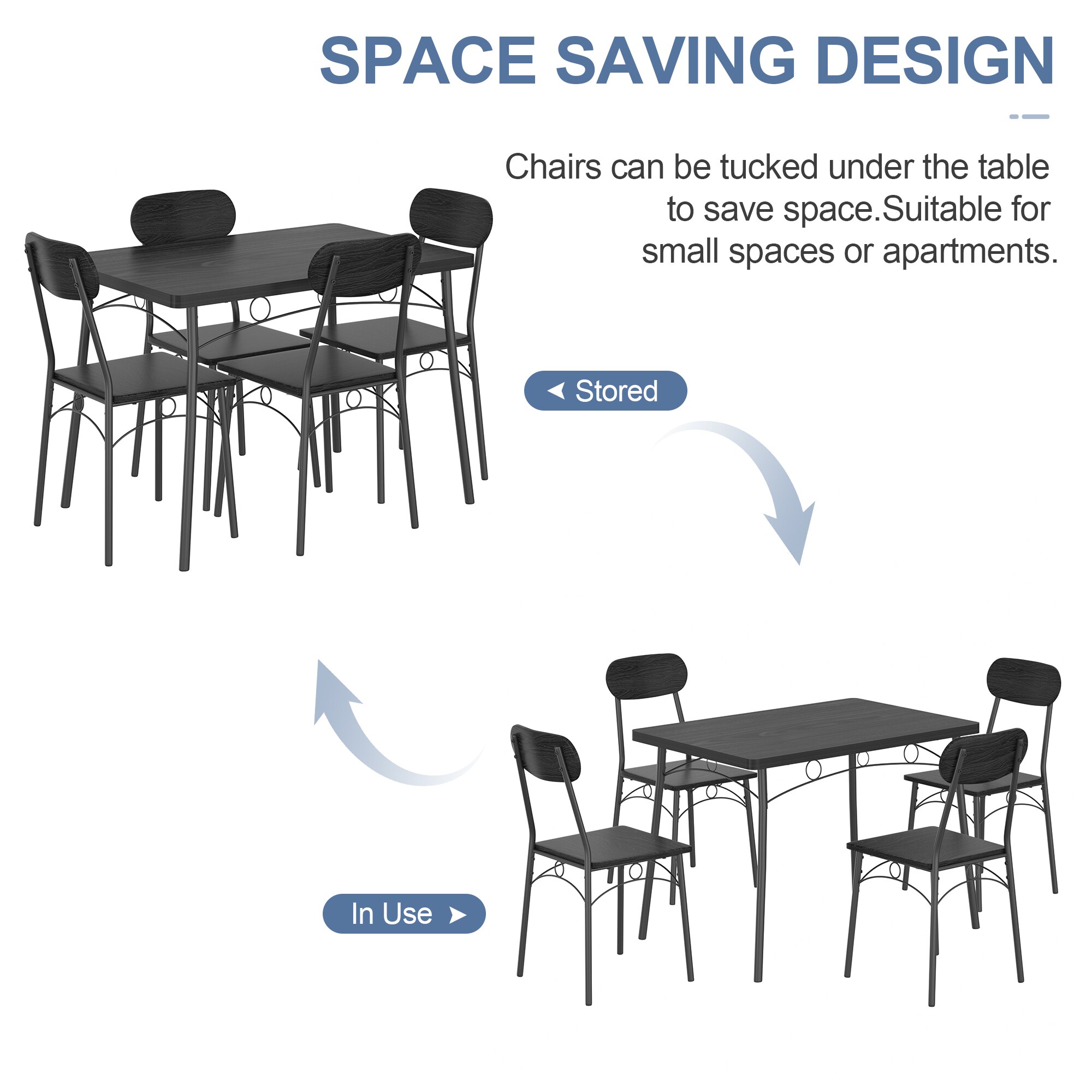 Vecelo LOE-MX-TC10-BLK Dining-Sets - View #5