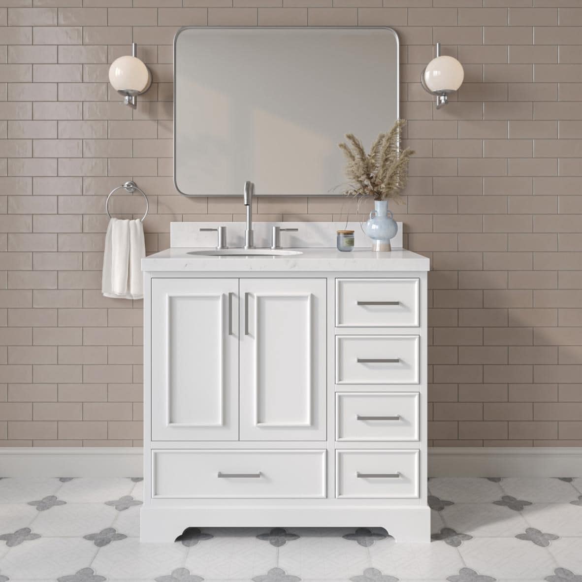 ARIEL Stafford Undermount Single Sink Bathroom Vanity with Quartz or Marble Top