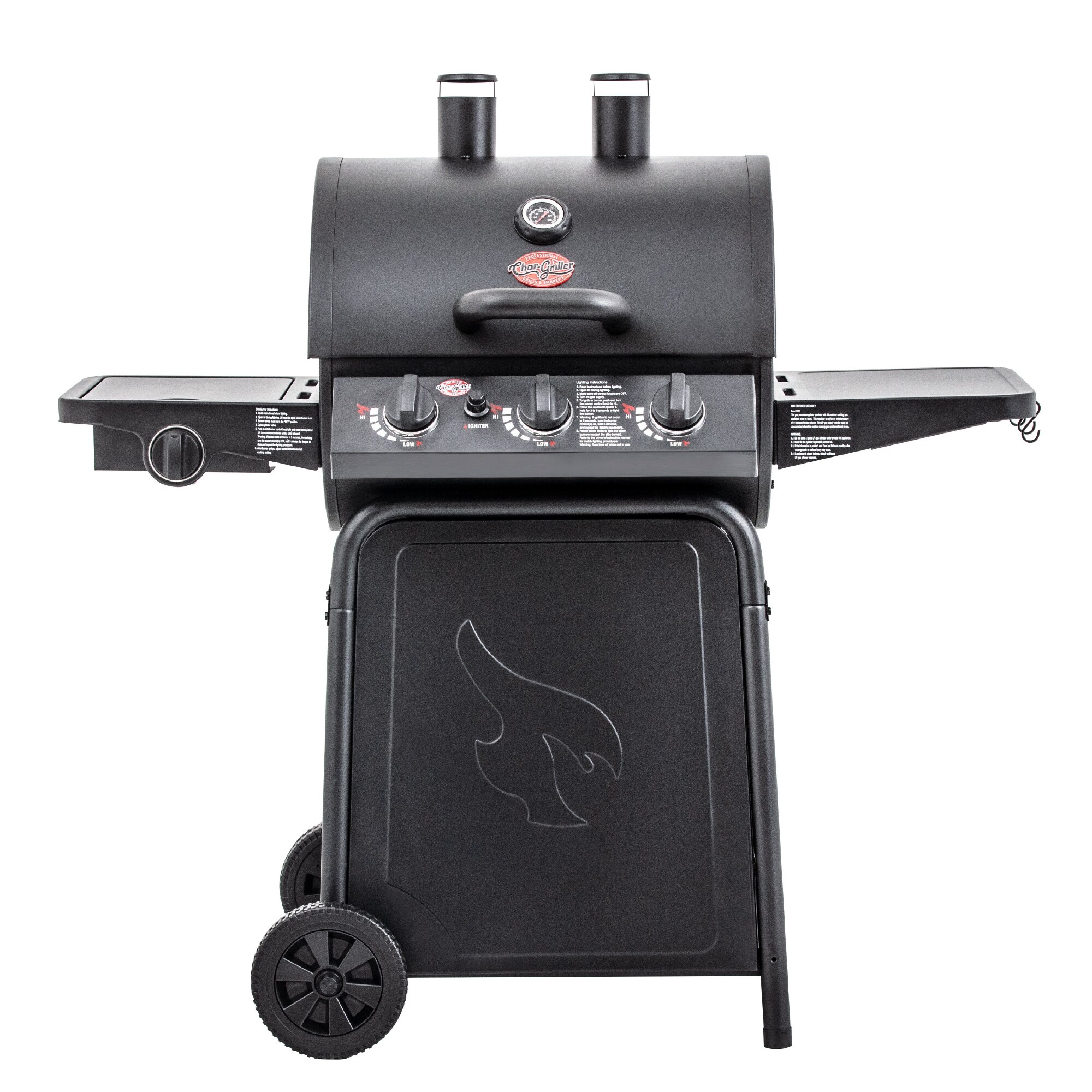 Black 3 -Burner Liquid Propane Gas Grill 1 -Side Burner