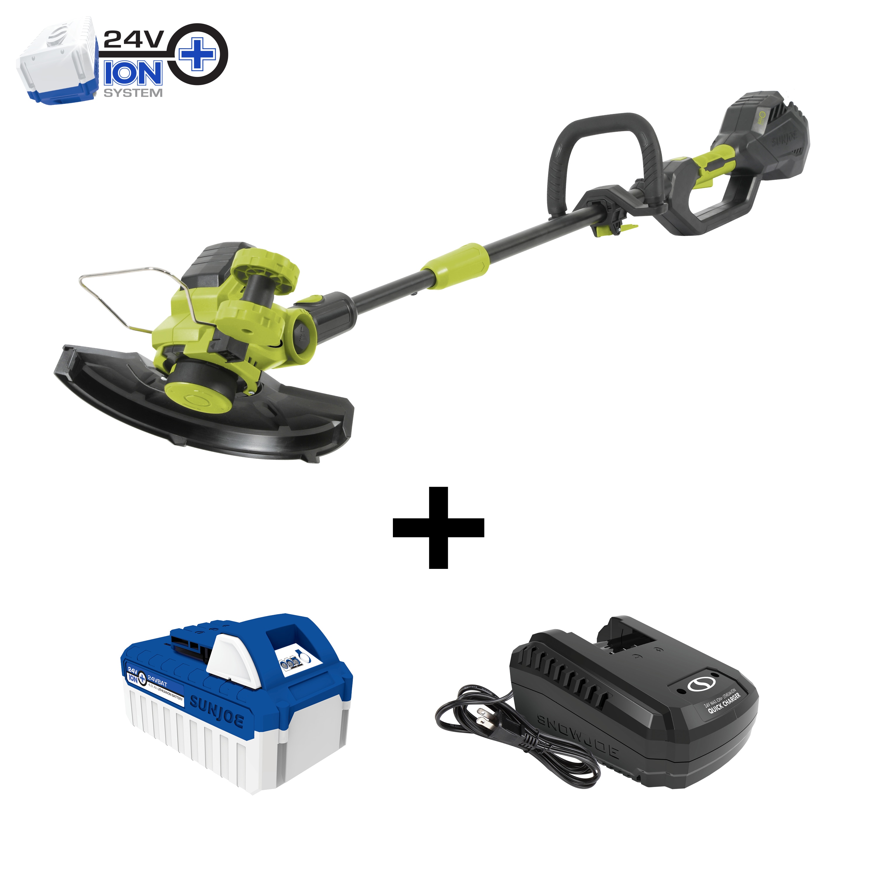 Sun Joe 24-volt 12-in Straight Battery String Trimmer with Edger Conversion  Capable Ah (Battery and Charger Included) in the String Trimmers  department at