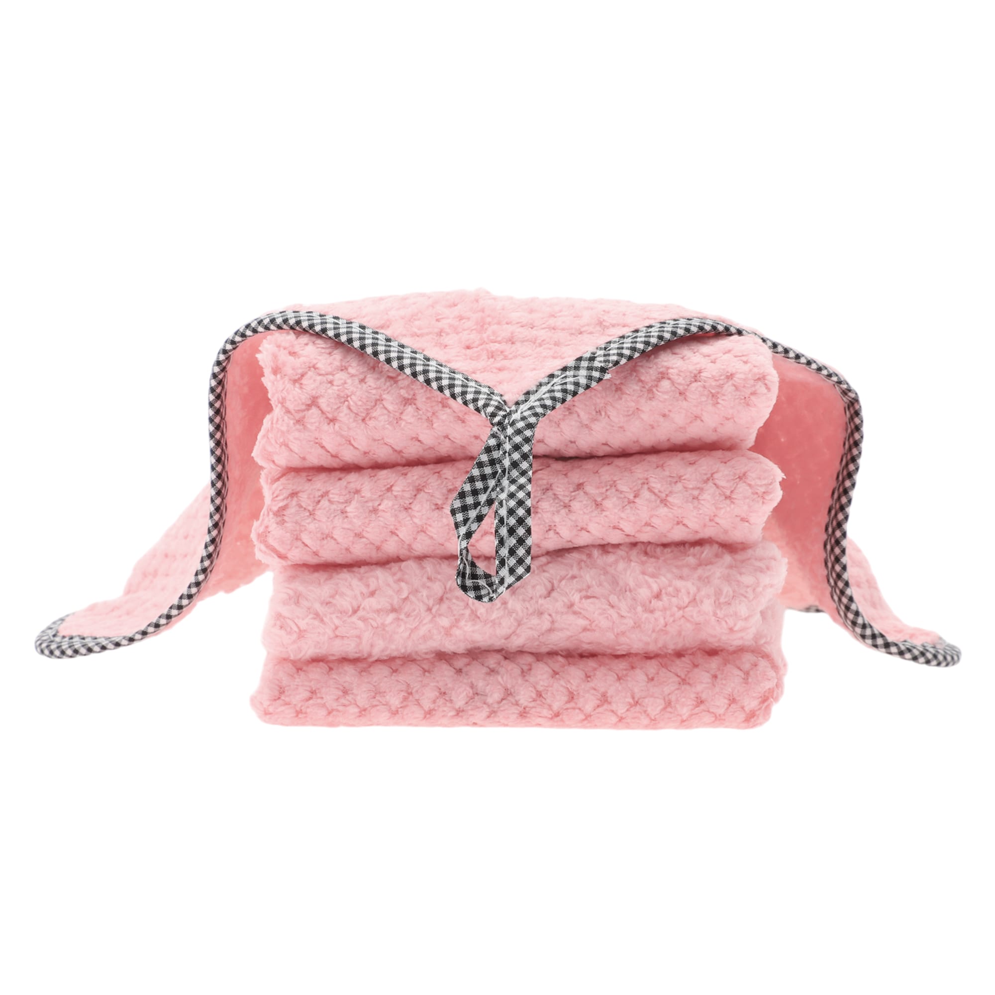 Unique Bargains 5pcs Kitchen Hand Towels Kitchen Dish Cloths Reusable Velvet Dish Towels for Washing Dishes for Kitchens Cleaning Counters 9.84 Inch x9.84 Inch Flesh