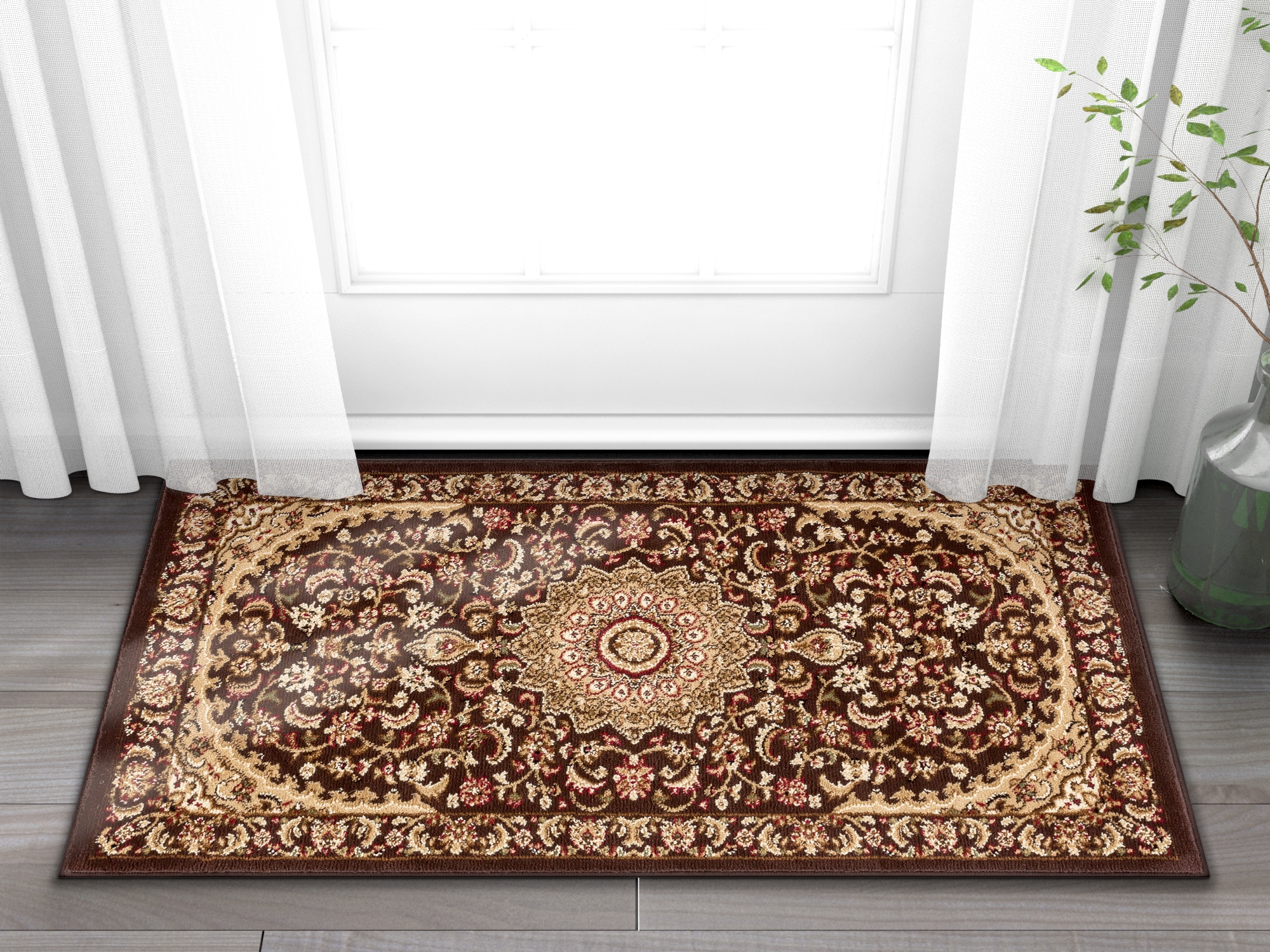 Well Woven 36473 2 x 3 (ft) Loomed Polypropylene Brown Rectangular Indoor Medallion Persian Area rug
