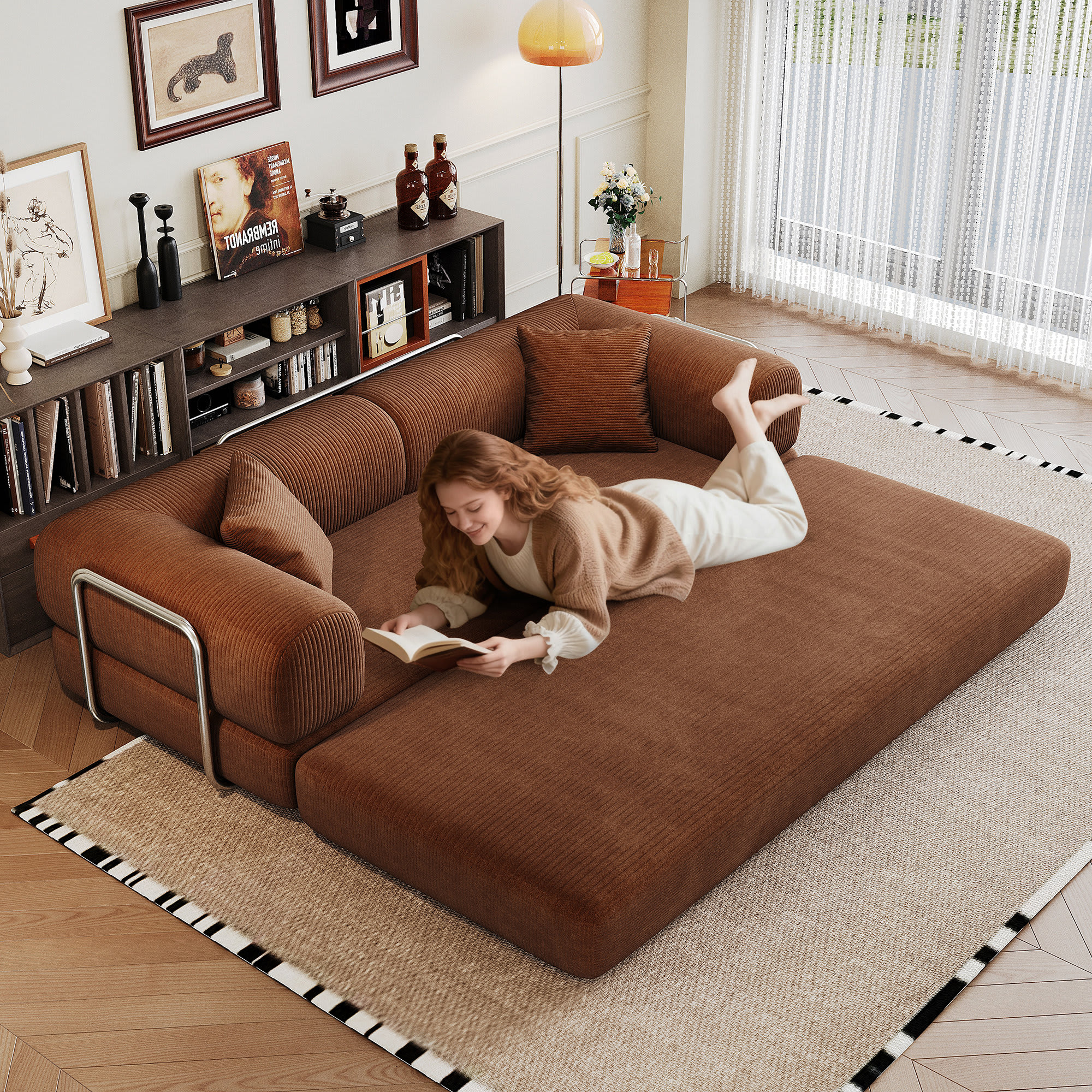 Etokfoks 78.8 inch compression modular sectional sofa convertible