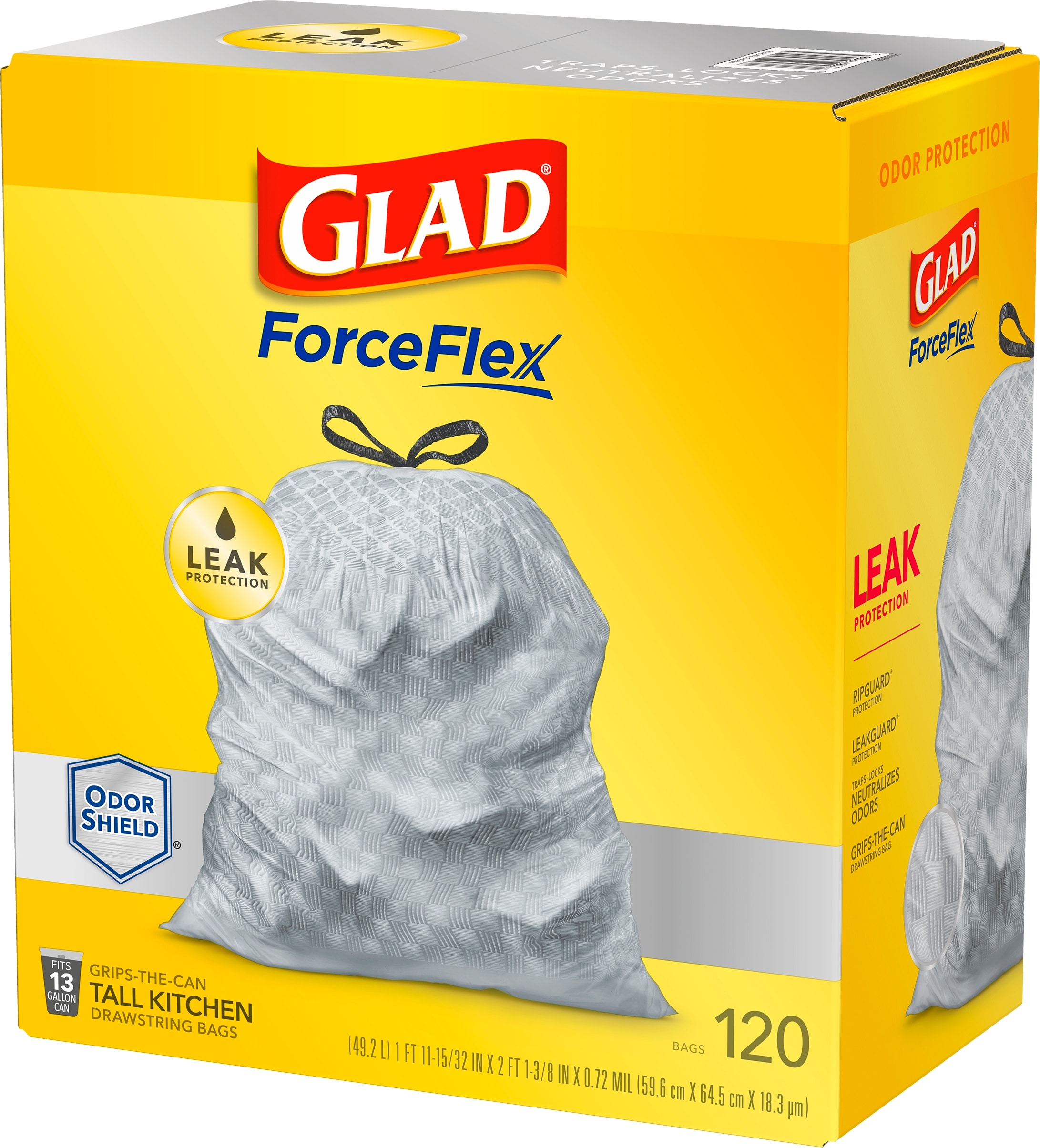 Glad ForceFlex 13-Gallons Gray Plastic Kitchen Drawstring Trash Bag ...