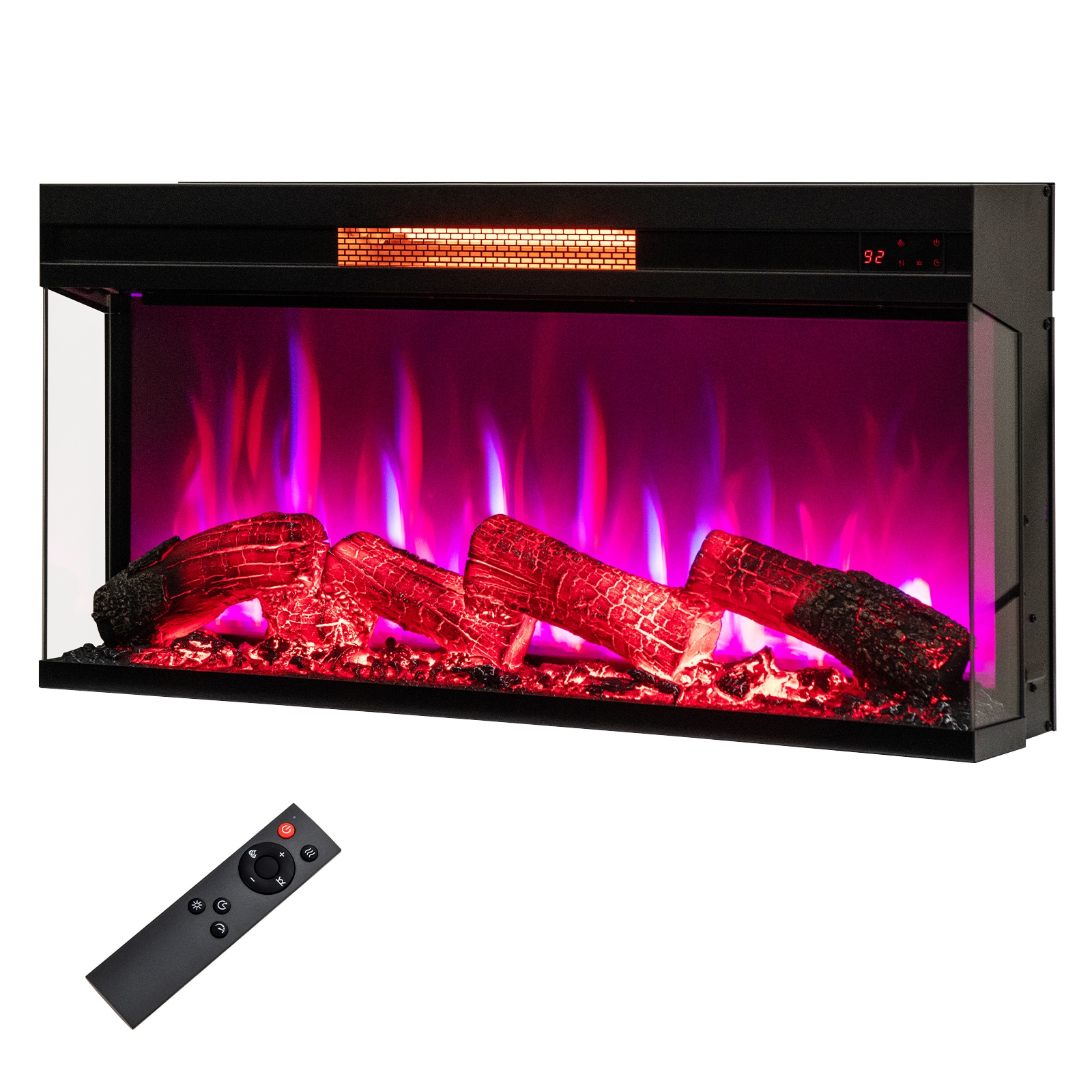 Slickblue 36-in Black Three-Sided Electric Fireplace Insert with 5118 BTU Heating and Remote Control