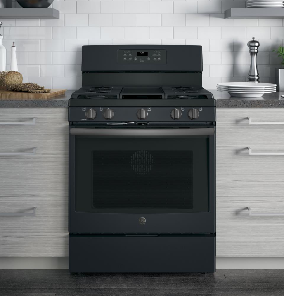 GE 30-in 5 Burners 5-cu ft Self-cleaning Convection Oven Freestanding ...