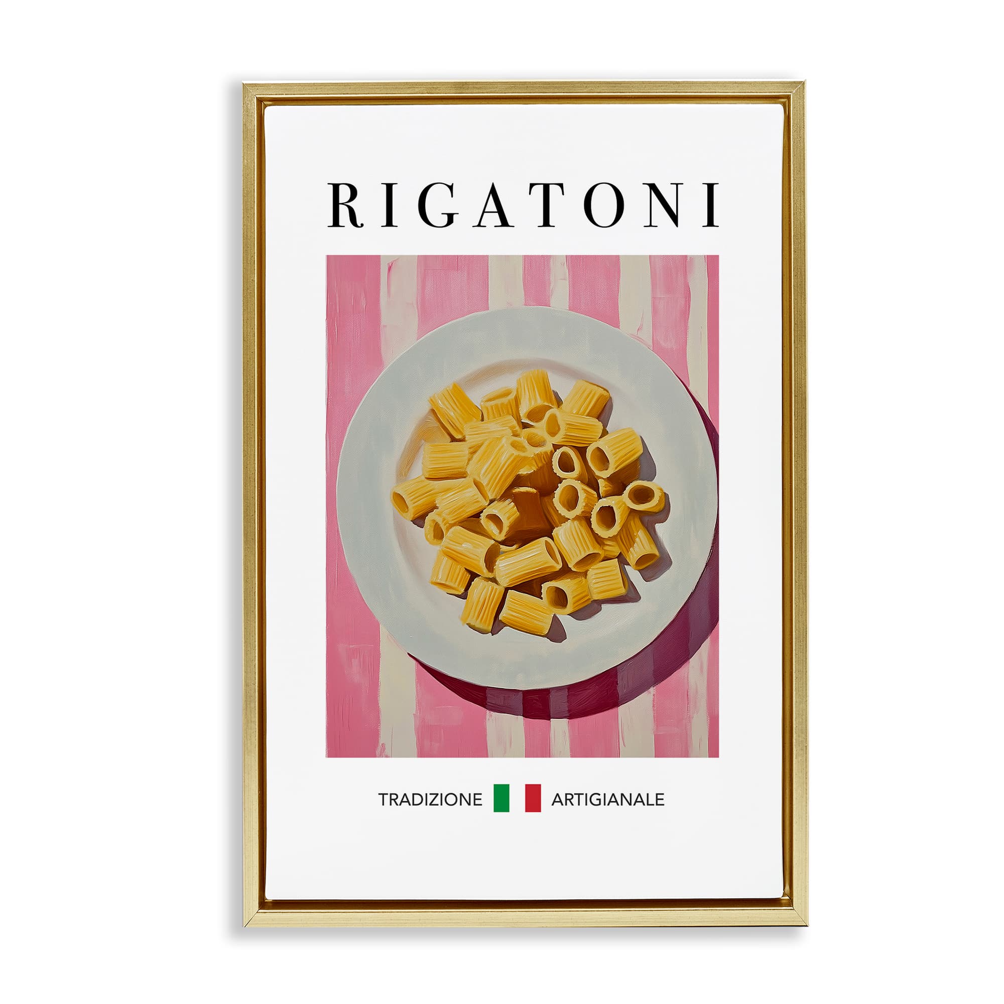 Stupell Industries BT-223-FFG-16X24 Traditional Rigatoni Pasta Gold Framed Floater Canvas Wall Art By Andreas Magnusson 17 x 25