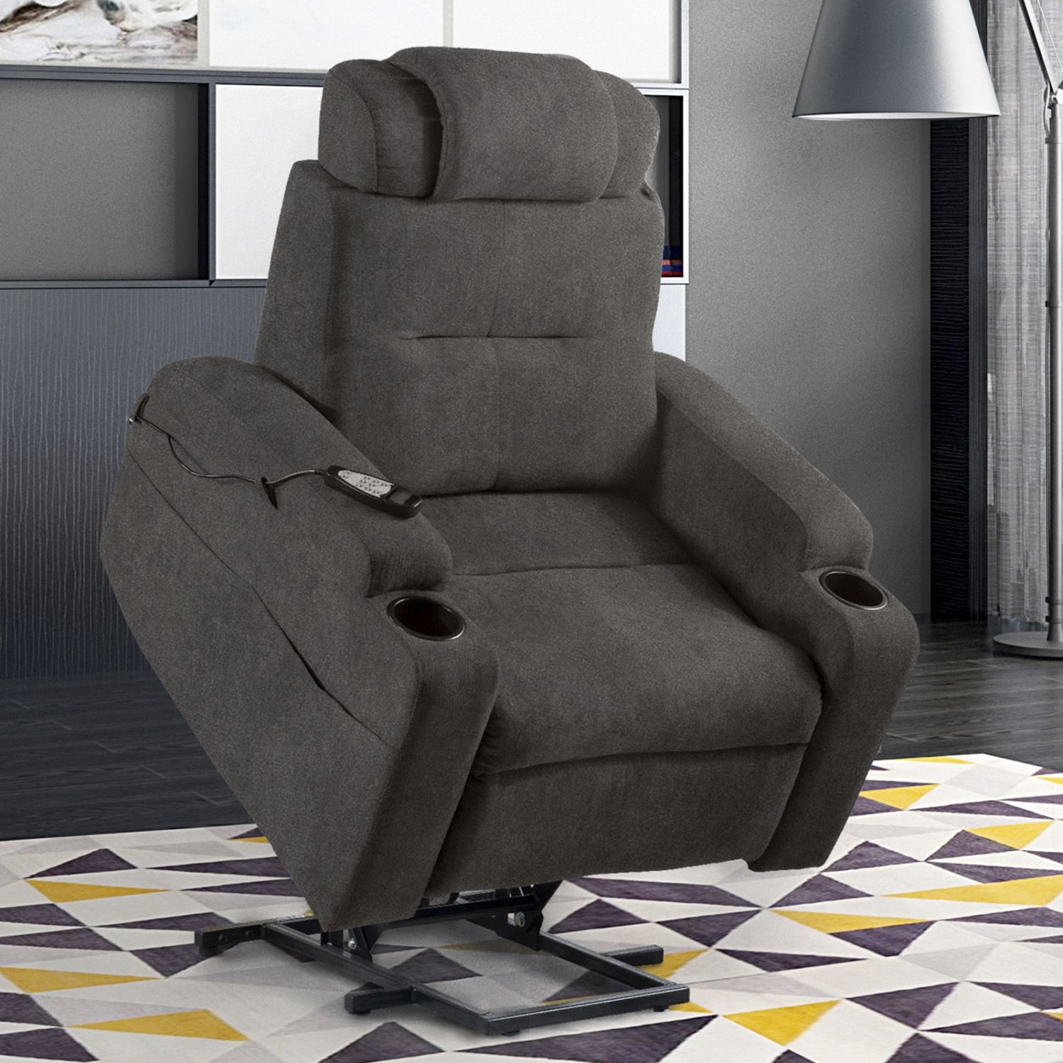 JASMODER W1028S00001 35.43-in Modern Dark Brown Polyester/Blend Sofa
