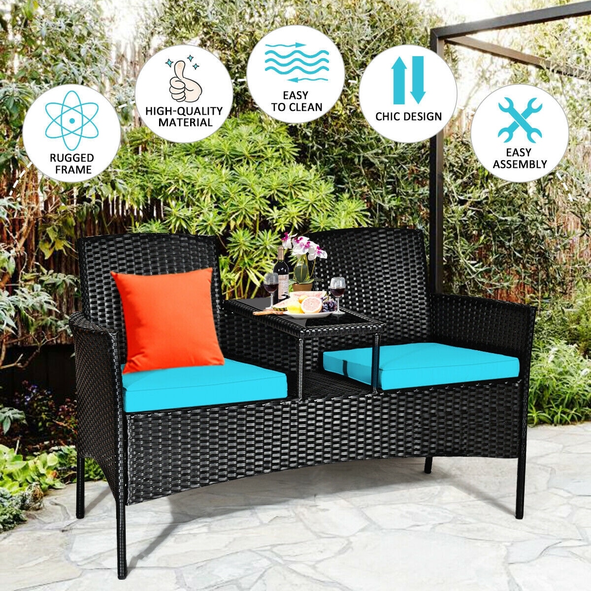 Rattan love online bench