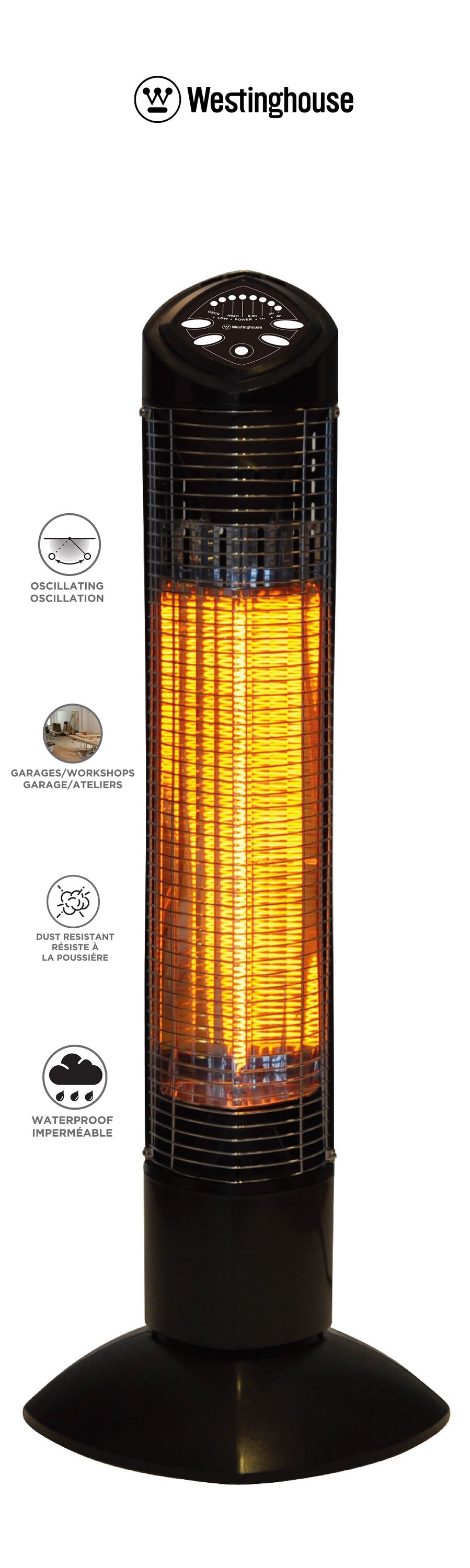 Westinghouse WES31-1200 4080 -BTU 110 -Volt Black Stainless steel Electric Patio Heater