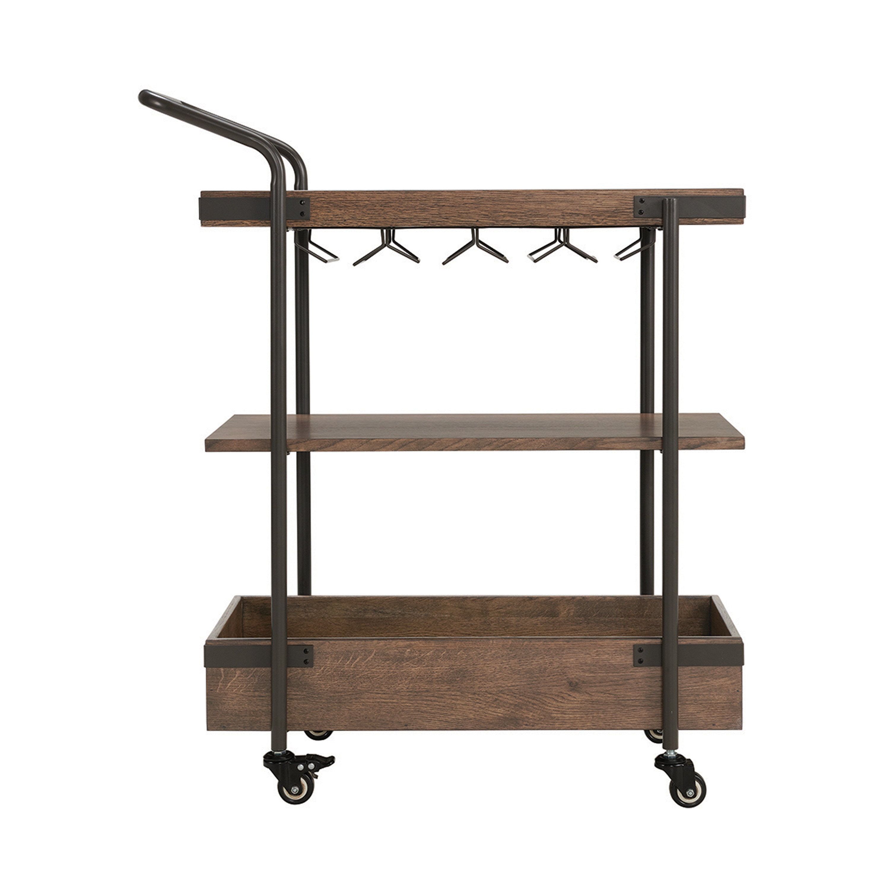 Alaterre Furniture ANKY62RBG Kyra 32-in x 38-in Oak Brown Rectangle Bar Cart