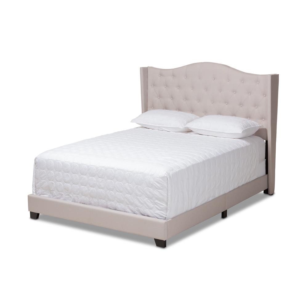 Baxton Studio Alesha Beige Full Wood Upholstered Bed at Lowes.com