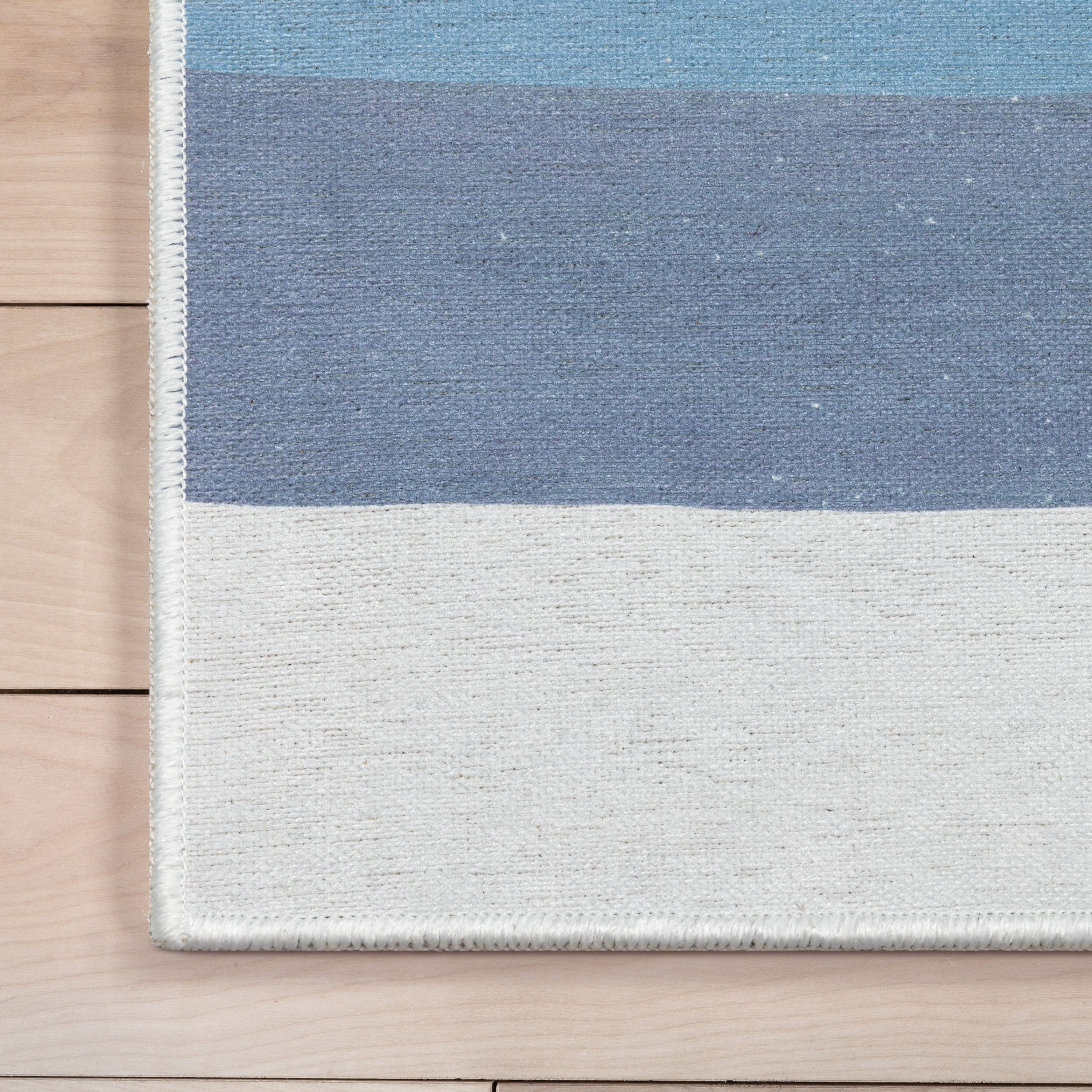 Blue Chenille Synthetic Flat Woven Kids Rug 5' x 7'