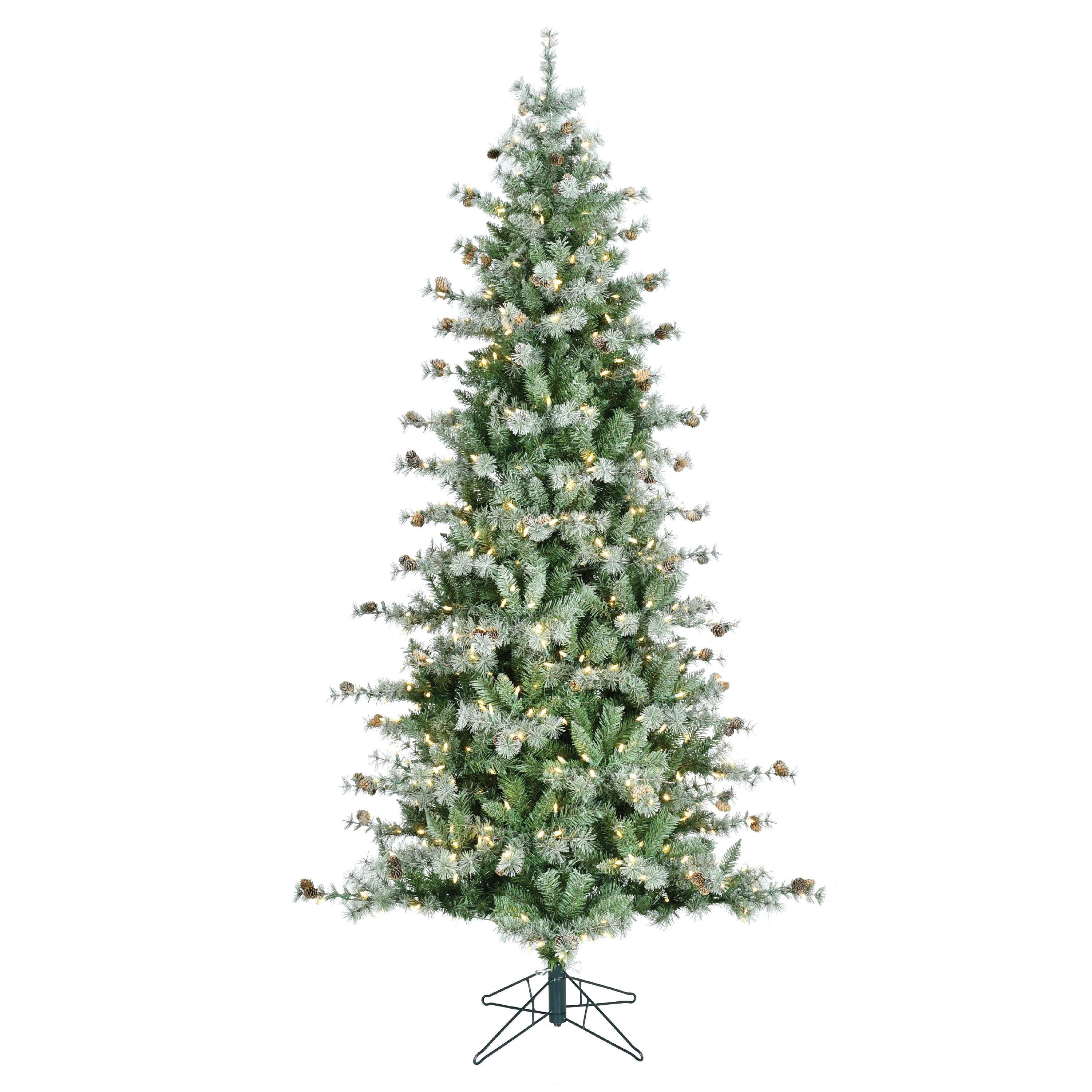 9-Ft Slim White Flocked Fir Christmas Tree with LED Lights