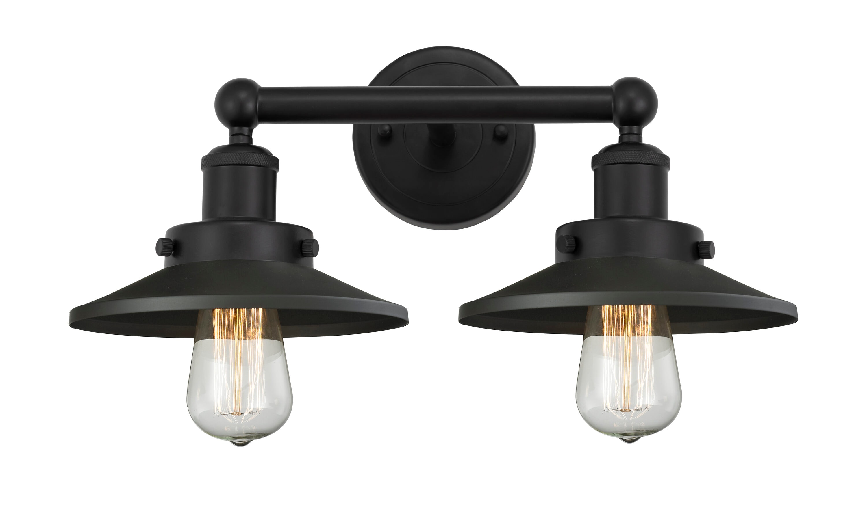 Innovations Lighting 616-2W-BK-M6-BK Railroad 18-in 2 -Light Matte Black Traditional Vanity light