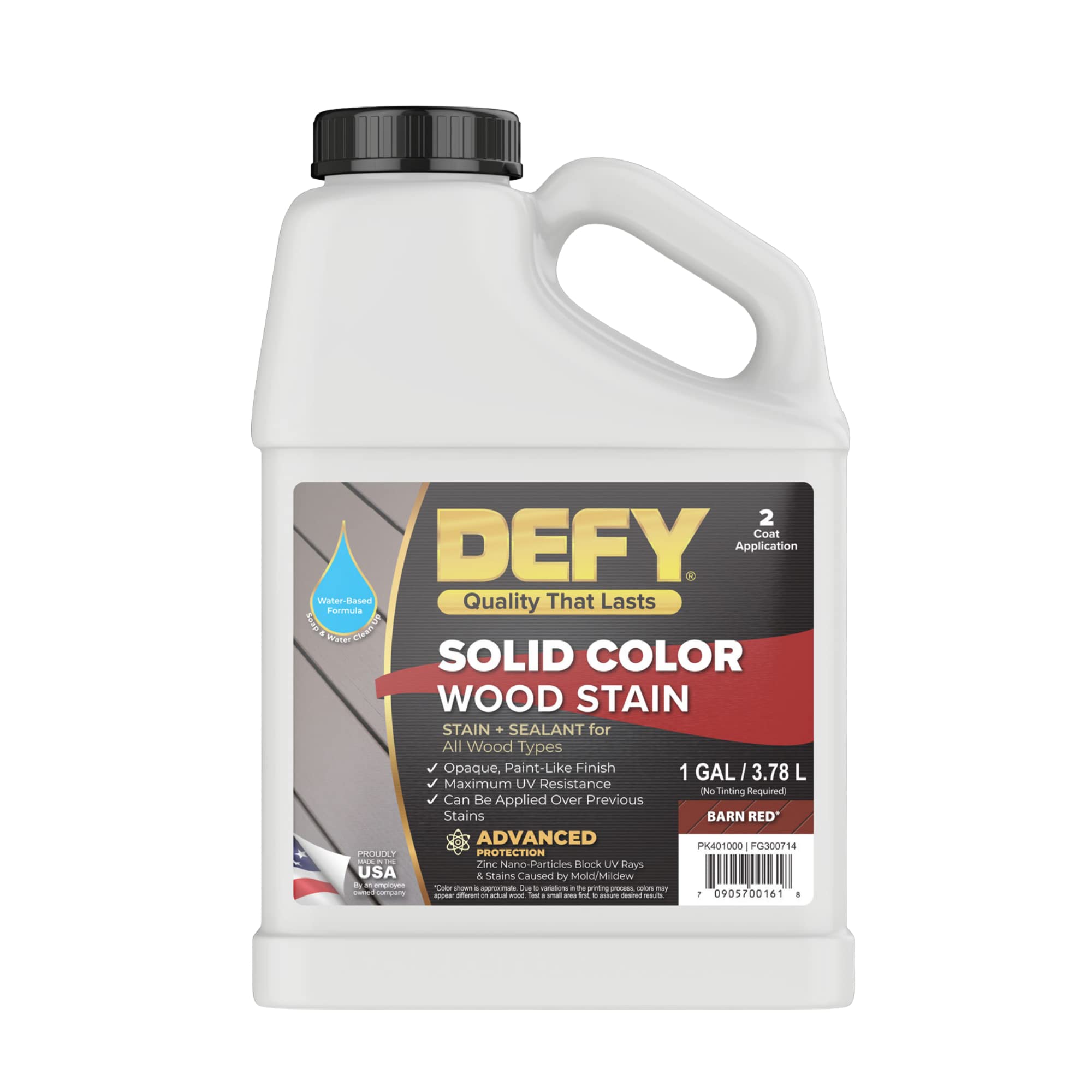 DEFY DFP-AF-783363QTY-1 Barn Red Solid Color Wood Stain - 1 Gallon - Durable UV Resistant Deck and Fence Paint