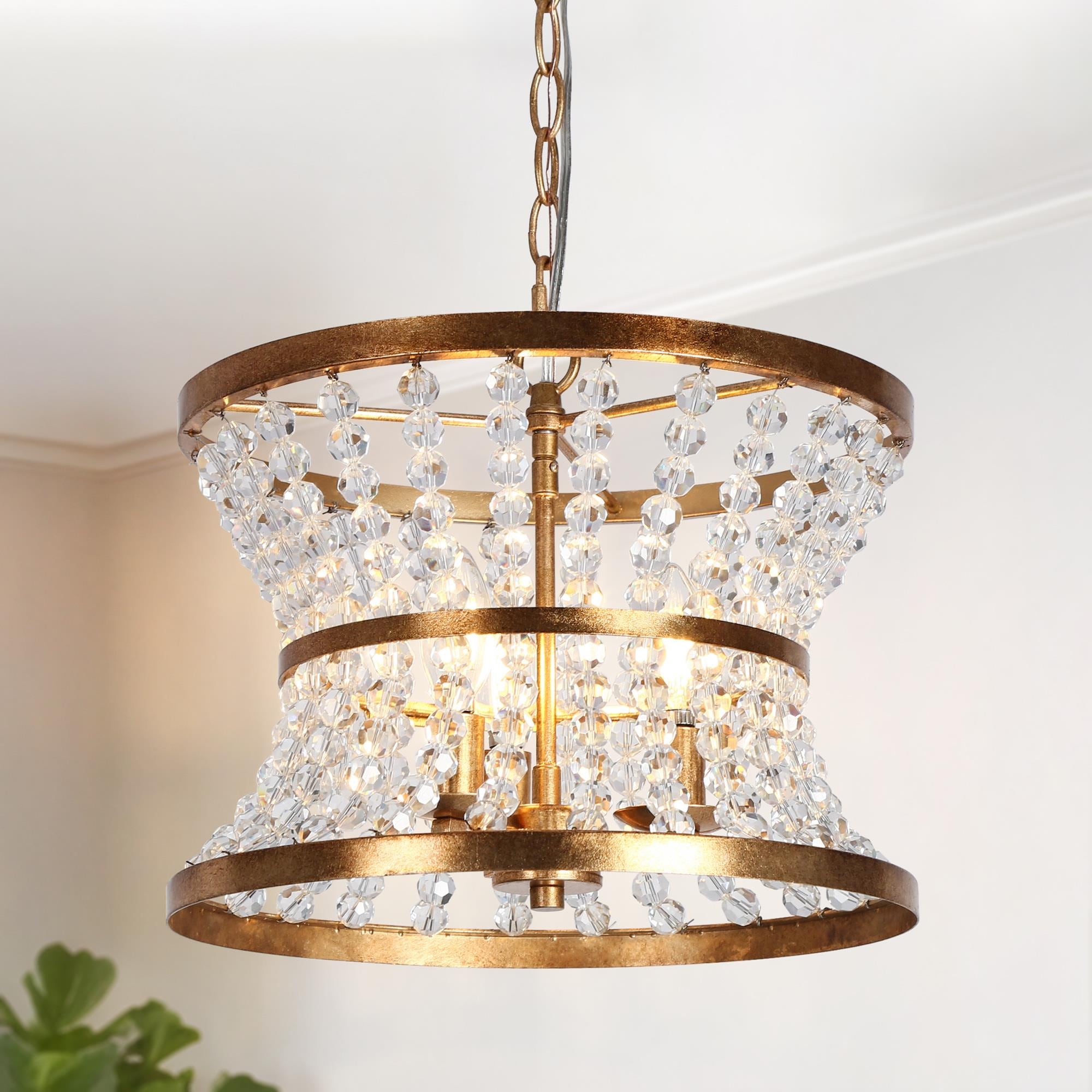 LNC Q7NRUVLWS1507288 Bulbiferum 3 -Light Antique Gold Modern/contemporary Crystal For Use in Bedrooms, Dining Rooms, Foyers, Kitchens, Living Rooms Chandelier