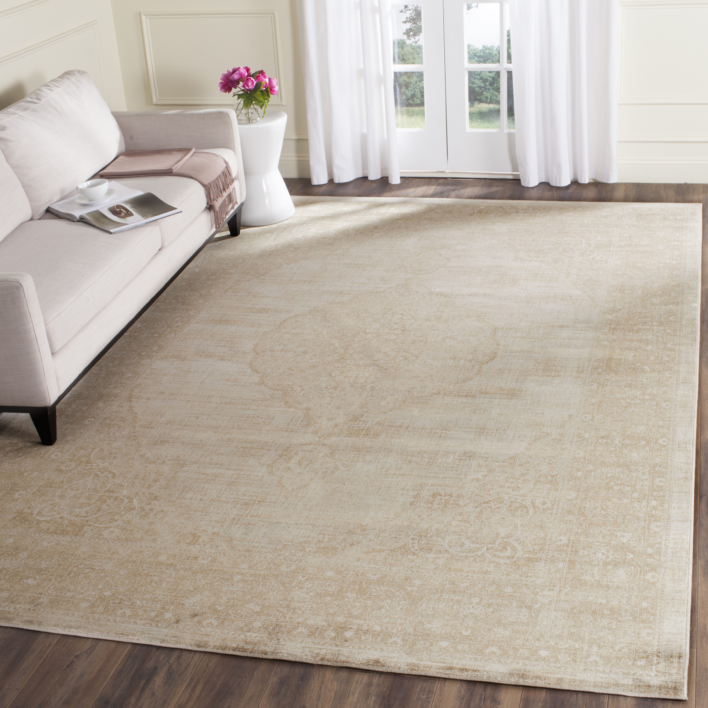 Safavieh VTG138-3440-8 Vintage Harira 8 x 10 (ft) Loomed Synthetic Creme Rectangular Indoor Distressed/Overdyed Vintage Area rug