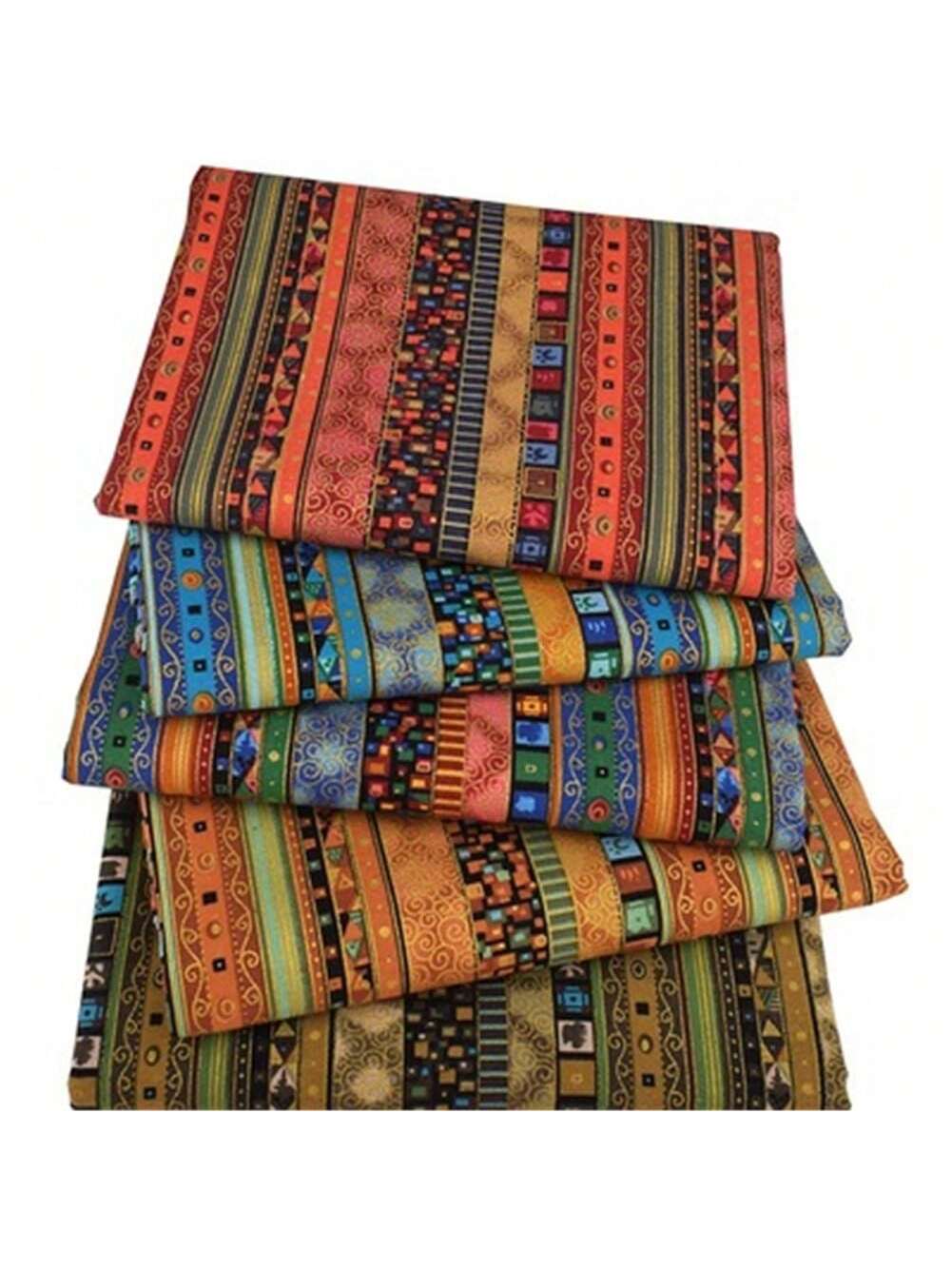 Qeetex PHO-0UI1LWG0-HF4 5 Pcs/Set Colored Printing Fabrics Style Pattern Striped Bronzing Handmade Patchwork Set Soft Breathable Diy Printed Cloth