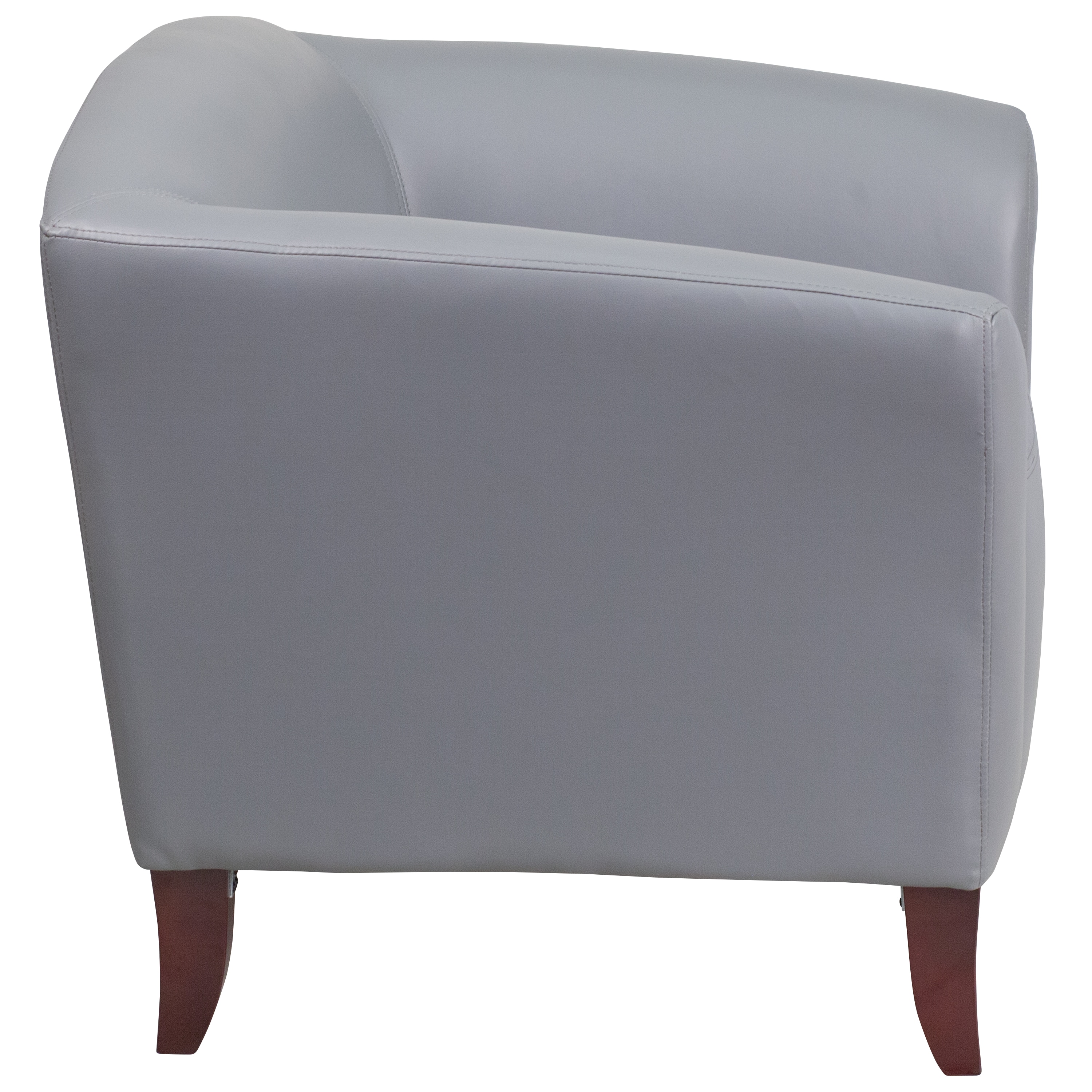 Modern Imperial Gray LeatherSoft Lounge Chair with Cherry Wood Feet