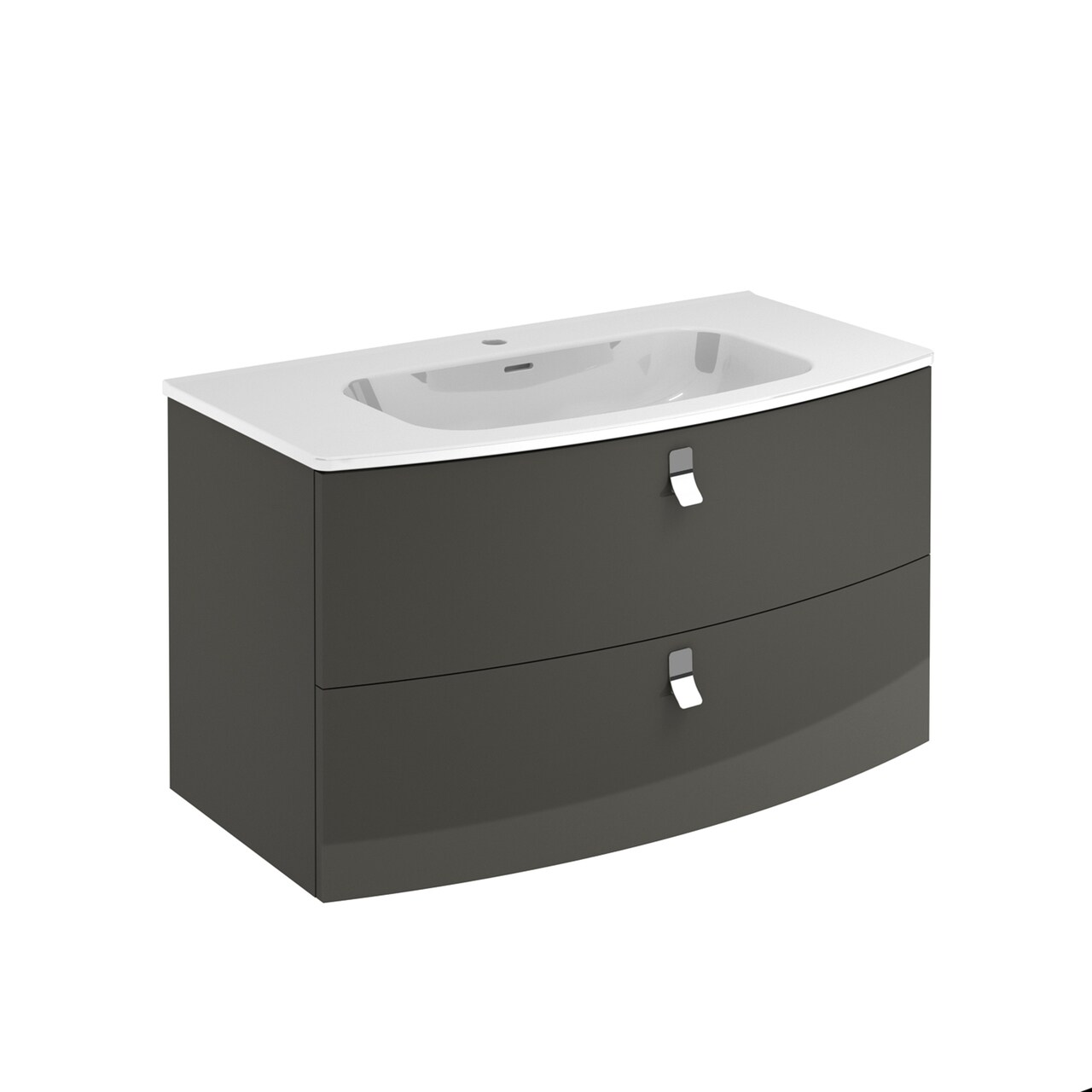 WS Bath Collections Rondo 39-in Anthracite Single Sink Bathroom Vanity with Ceramic White Ceramic Top (Mirror Included)