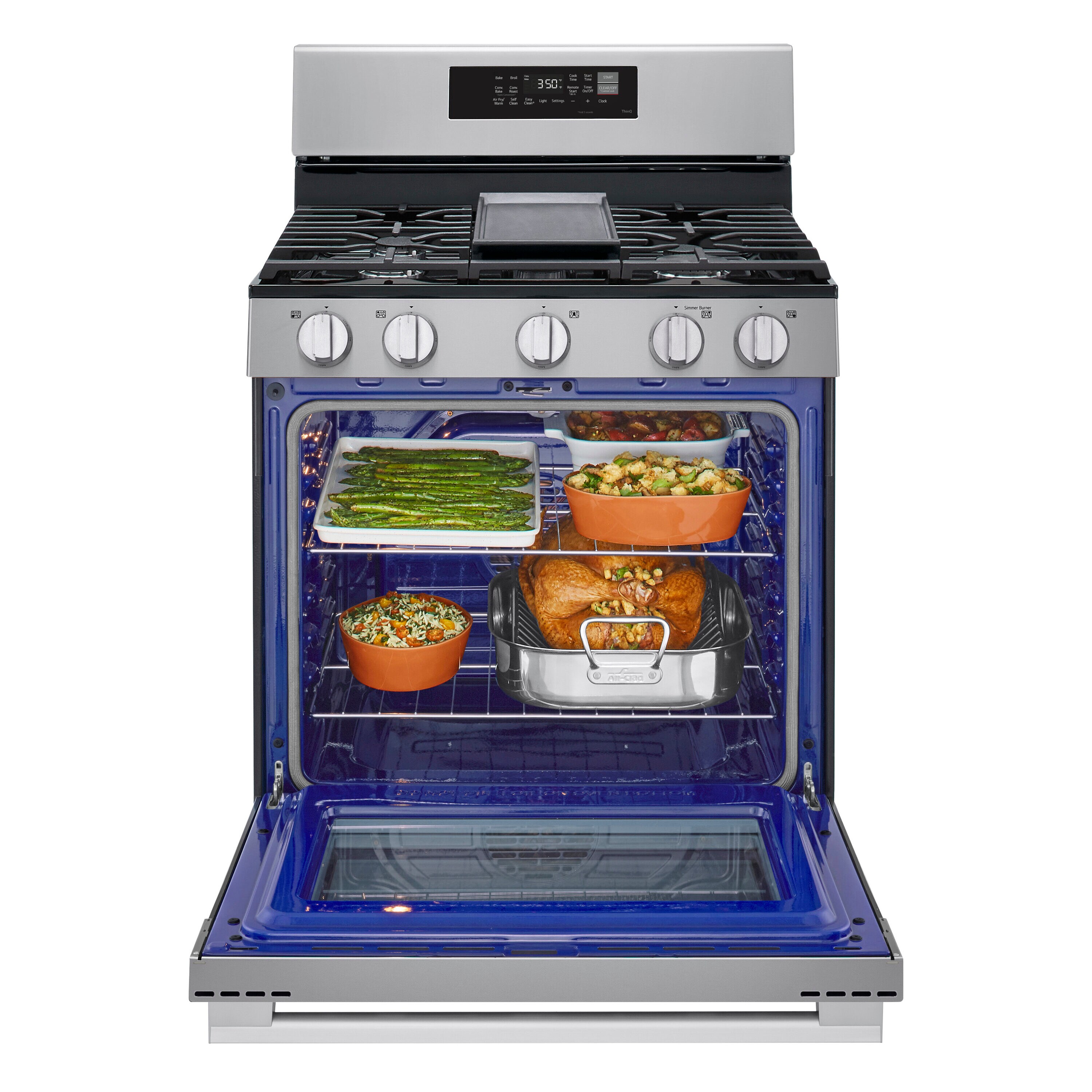 LG 30-in 5 burners 6.3-cu ft Air Fry Convection Oven Freestanding Natural Gas Range ( Stainless Steel )