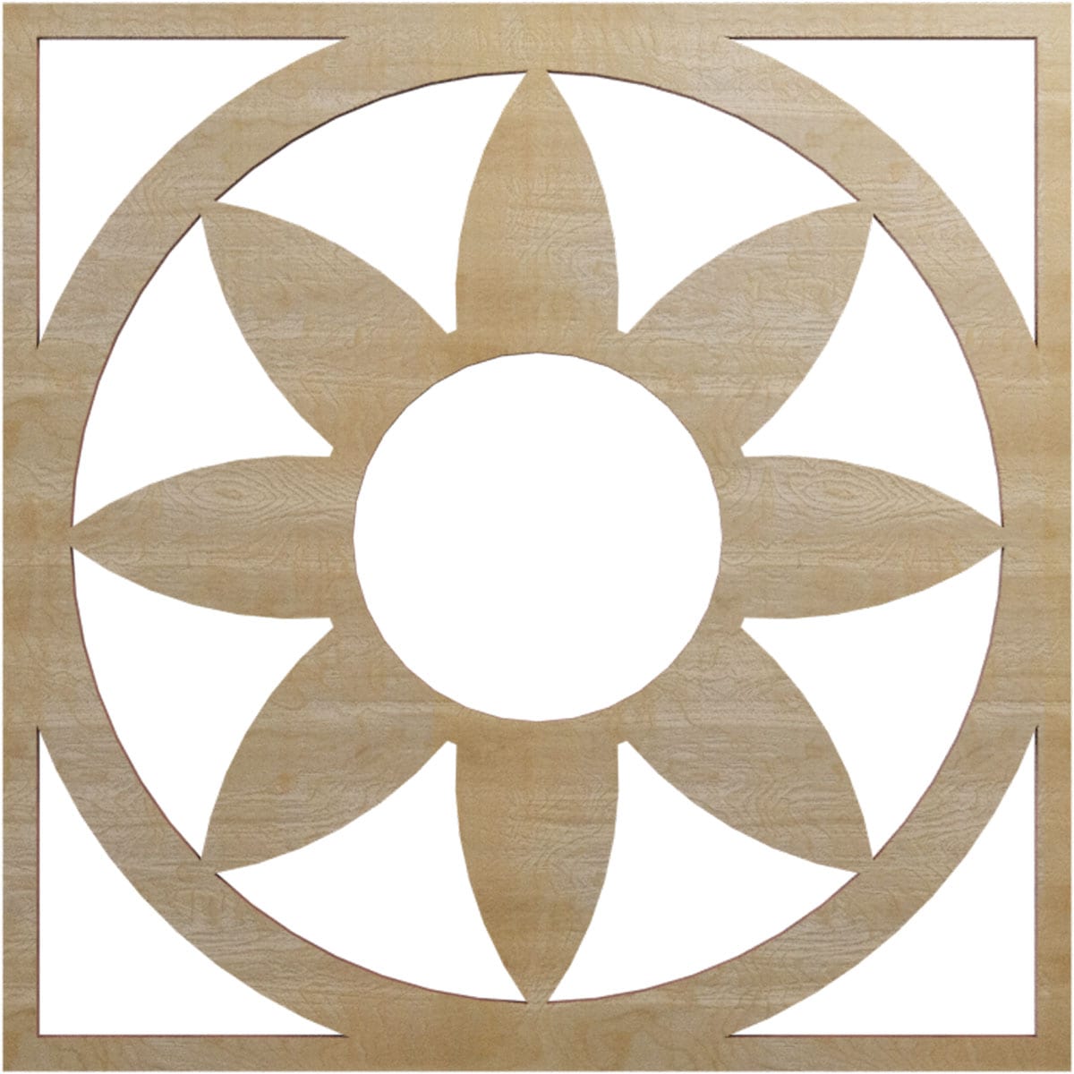 Ekena Millwork CMWP16X16X0250BLHI Blume Fretwork Pierced 16-in W x 16-in L Modern Hickory Wood Whole Ceiling Medallion