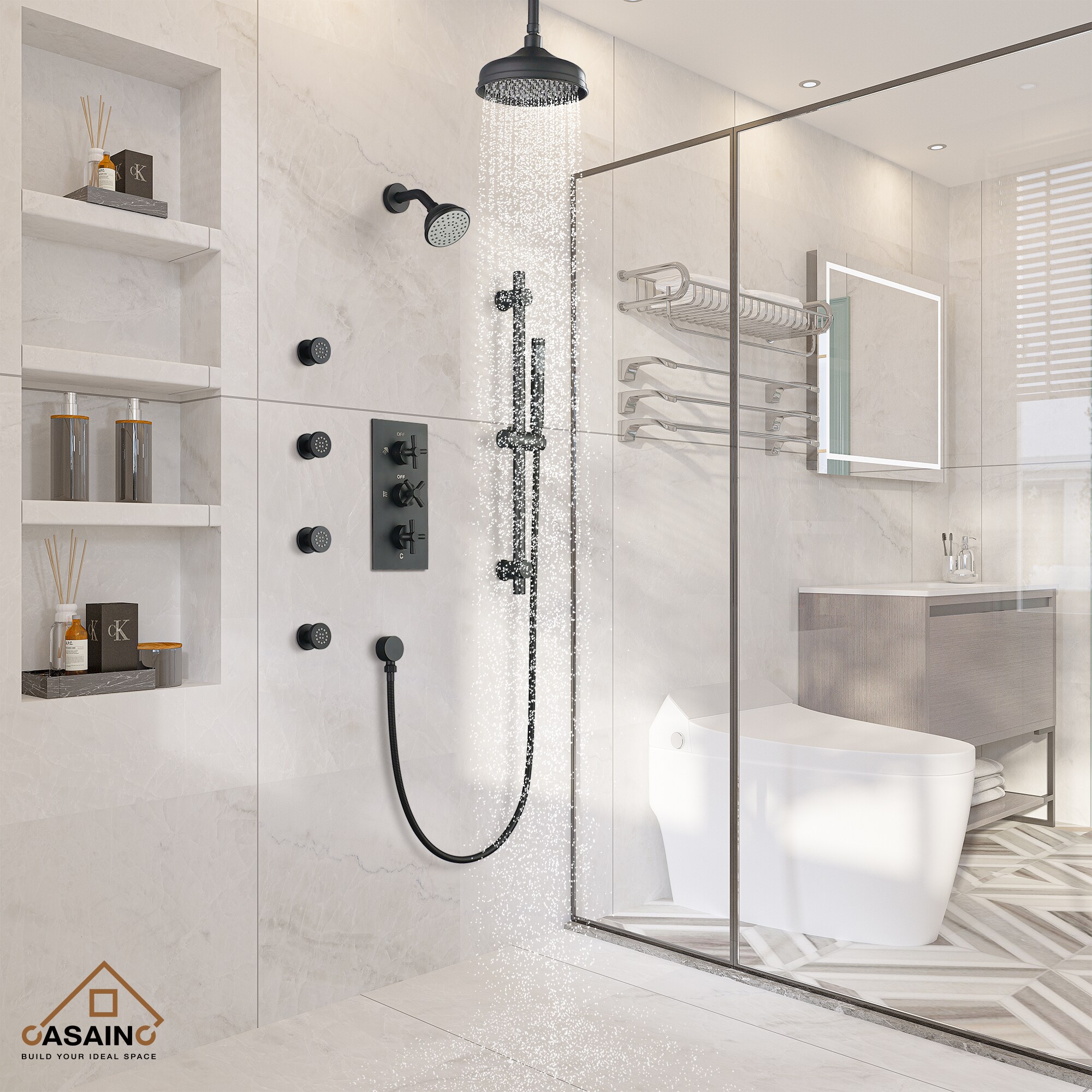 CASAINC CS3774-MB Showerhead-Bar-Panels - View #3