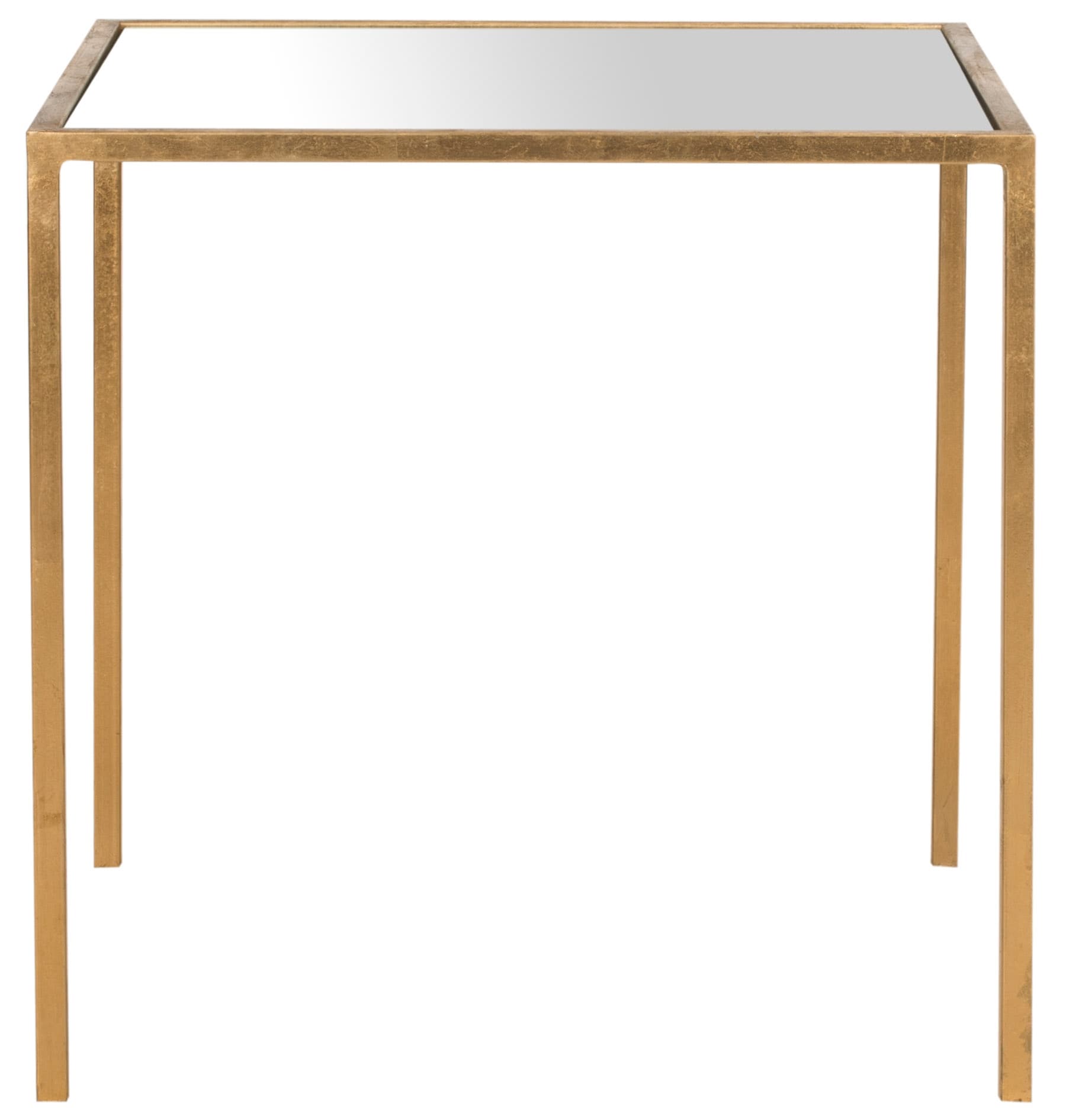 Safavieh FOX2525A Kiley 18.1-in W x 18.1-in H Gold/Mirror Top Glass Square Modern End Table
