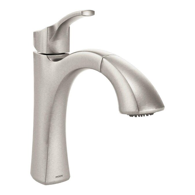 Moen Voss Spot Resist Stainless 1 Handle Deck Mount Pull Out Handle Kitchen Faucet In The Kitchen Faucets Department At Lowes Com
