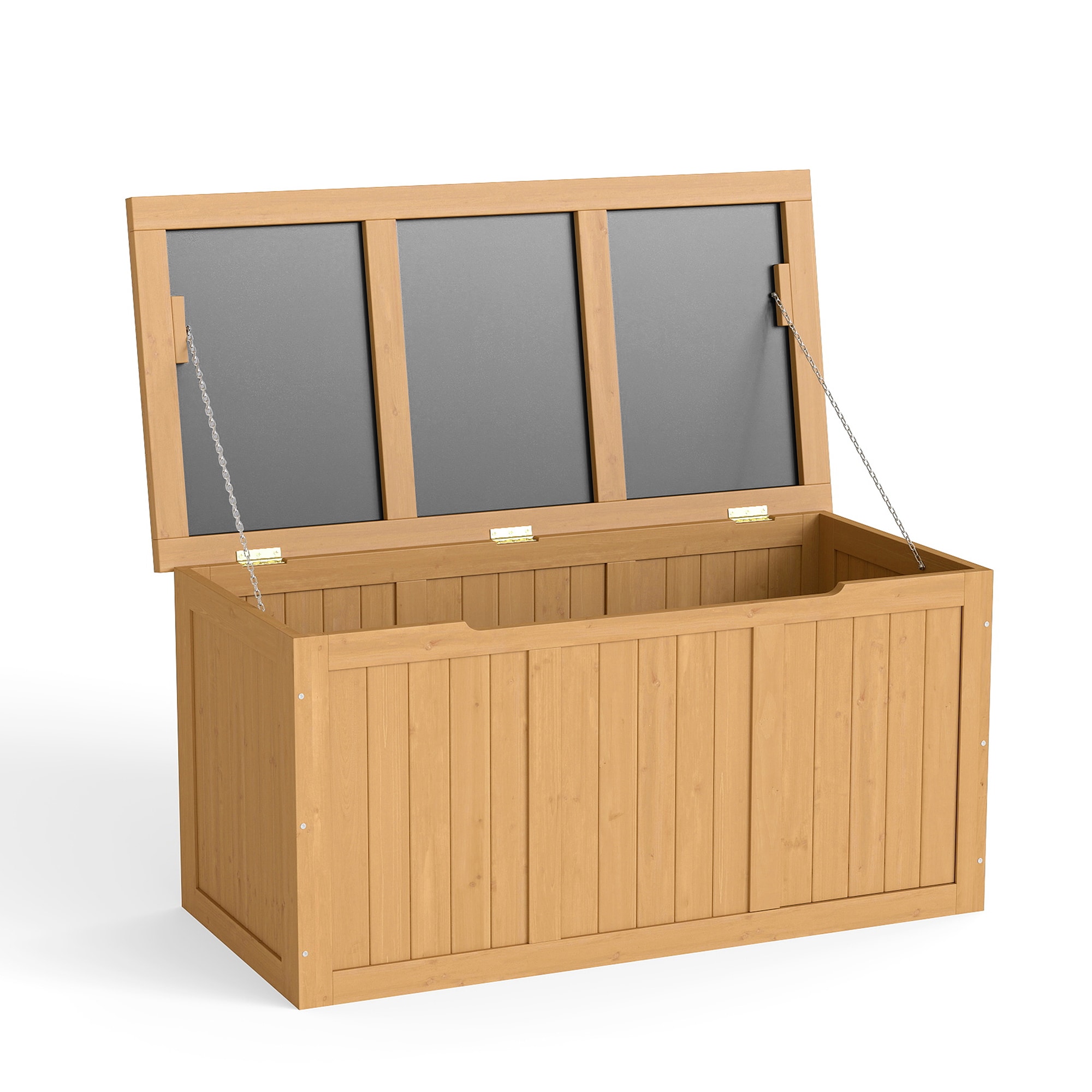 SINOFURN SYE330002BN 45-in L x 22-in 67-Gallon Light Brown Wood Deck Box