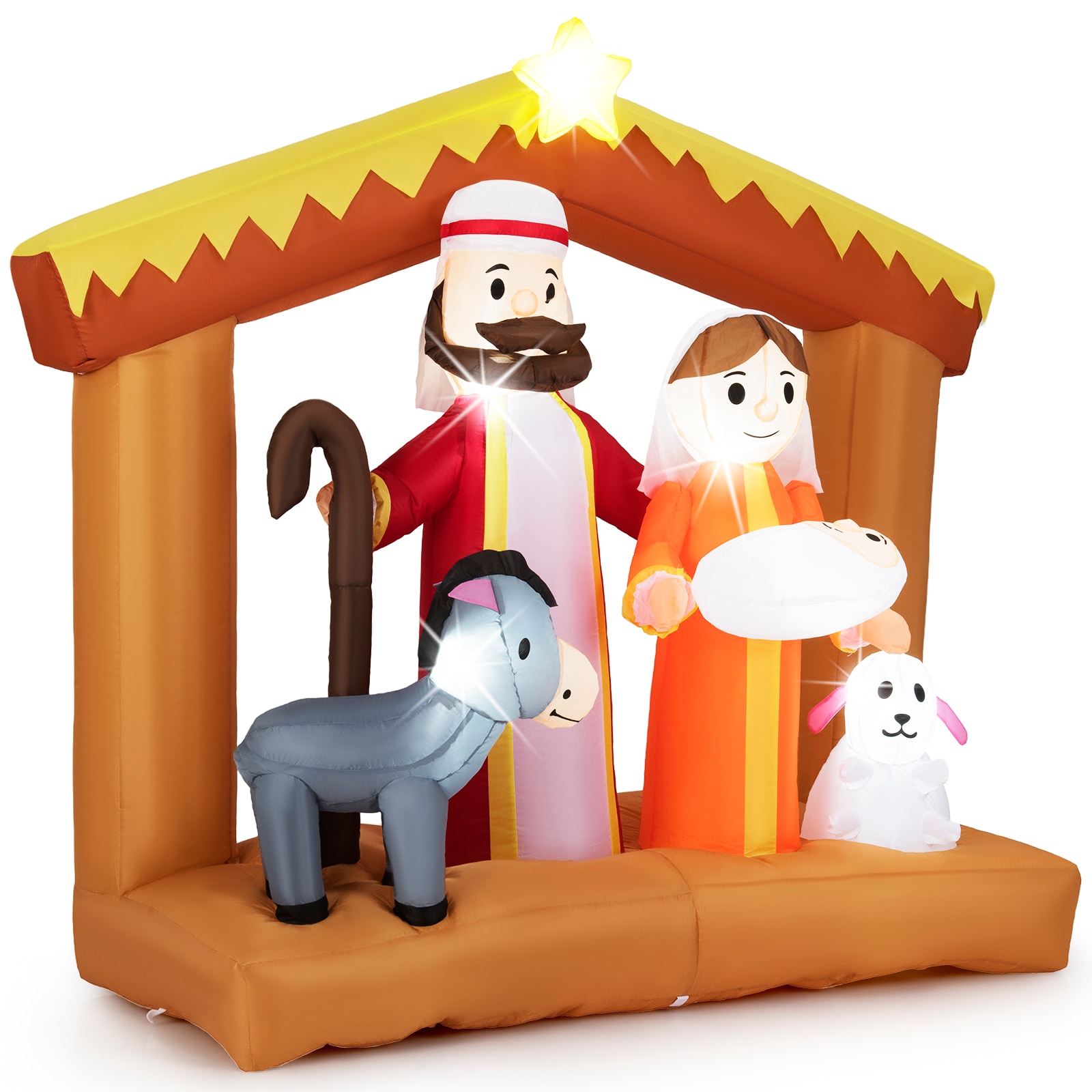 Slickblue 5.5 Ft Christmas Nativity Scene Inflatable with LED Lights for Outdoor Yard Lawn Holiday Decoration Multicolor