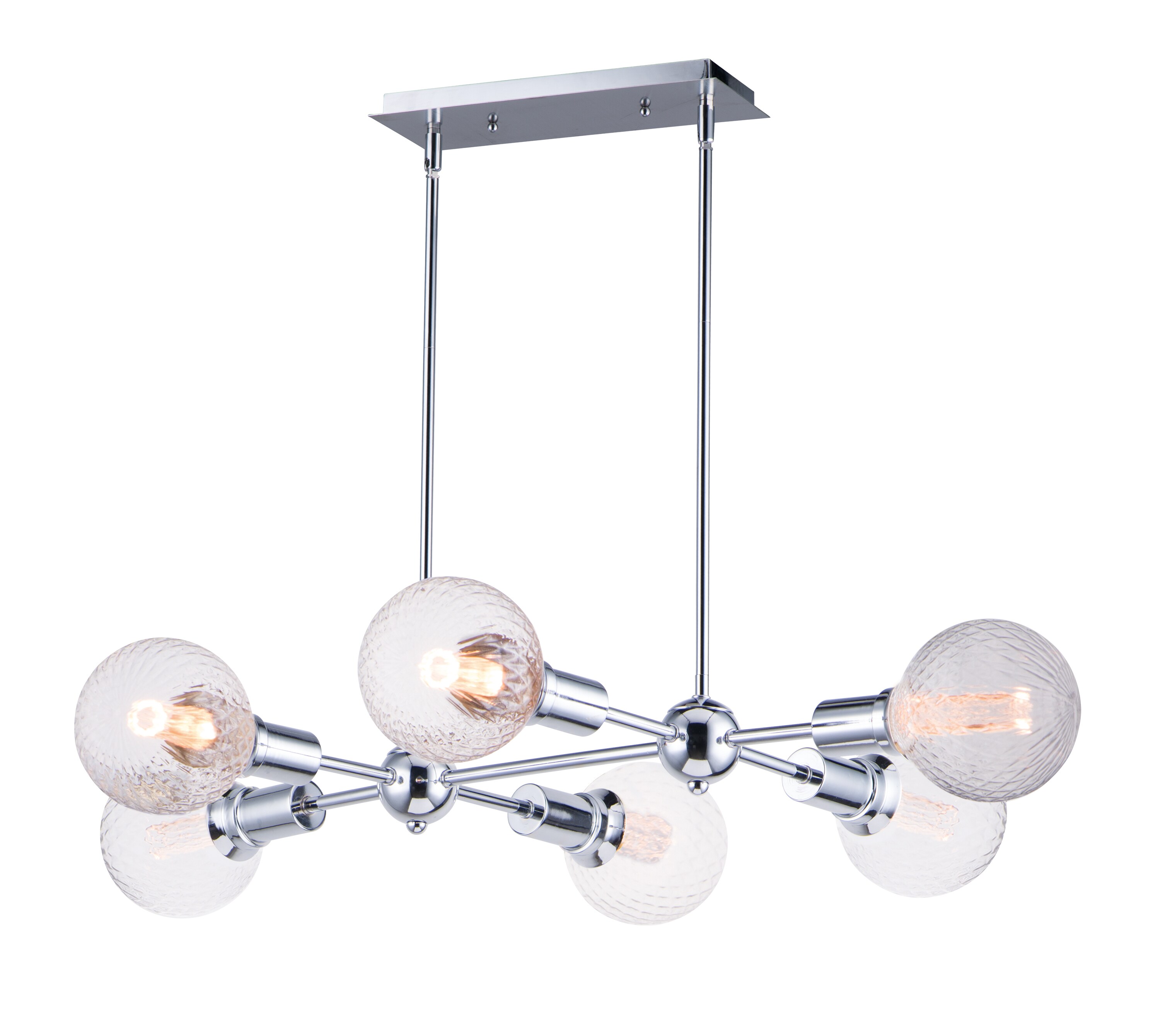 Maxim Lighting 11346PC/BUL-G40-PR Molecule 6-Light Polished Chrome Transitional White Glass Sputnik LED Hanging Pendant Light