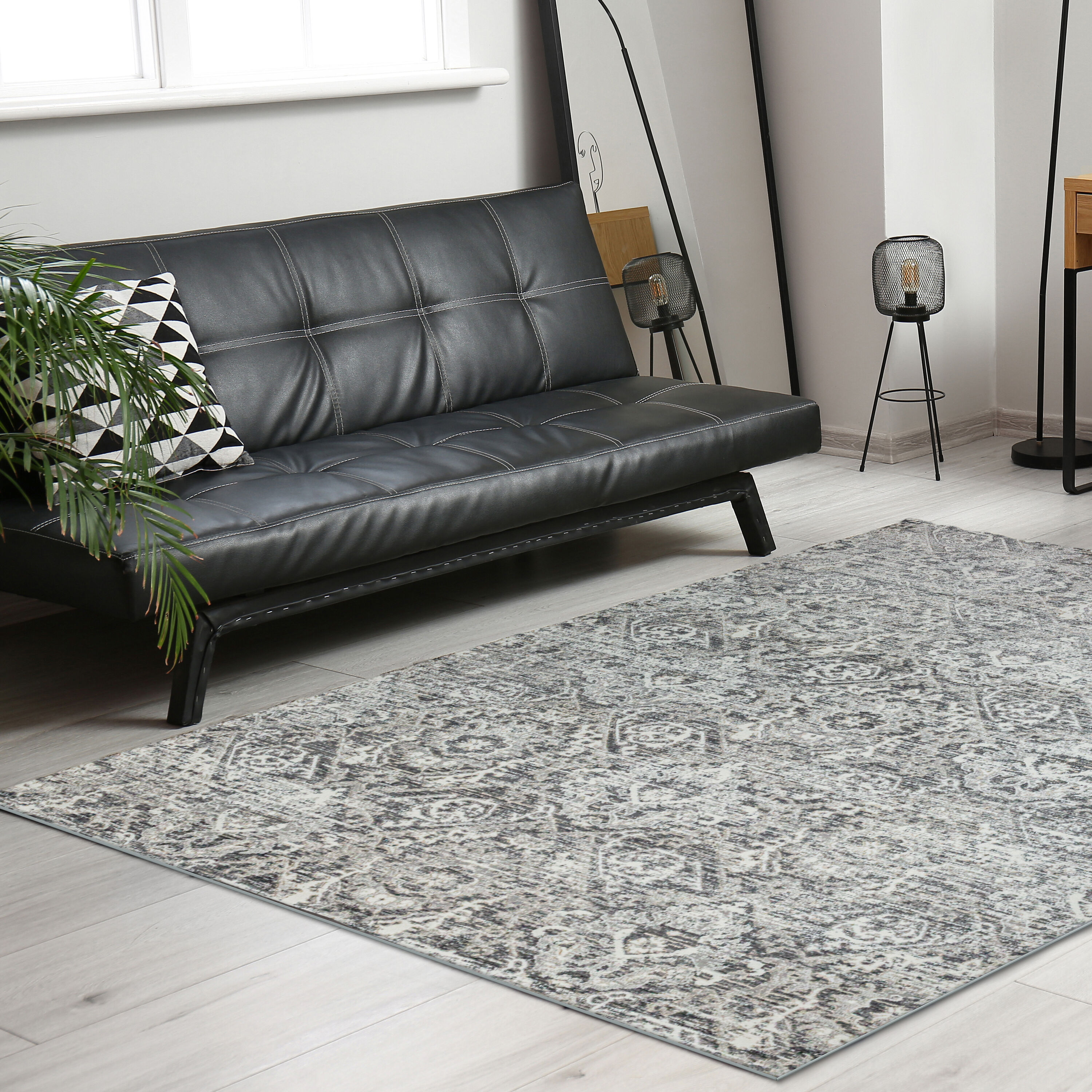 Radici USA 1244/1013/GREY 8 x 10 (ft) Loomed Polypropylene Grey Rectangular Indoor Geometric Mid-Century Modern Area rug