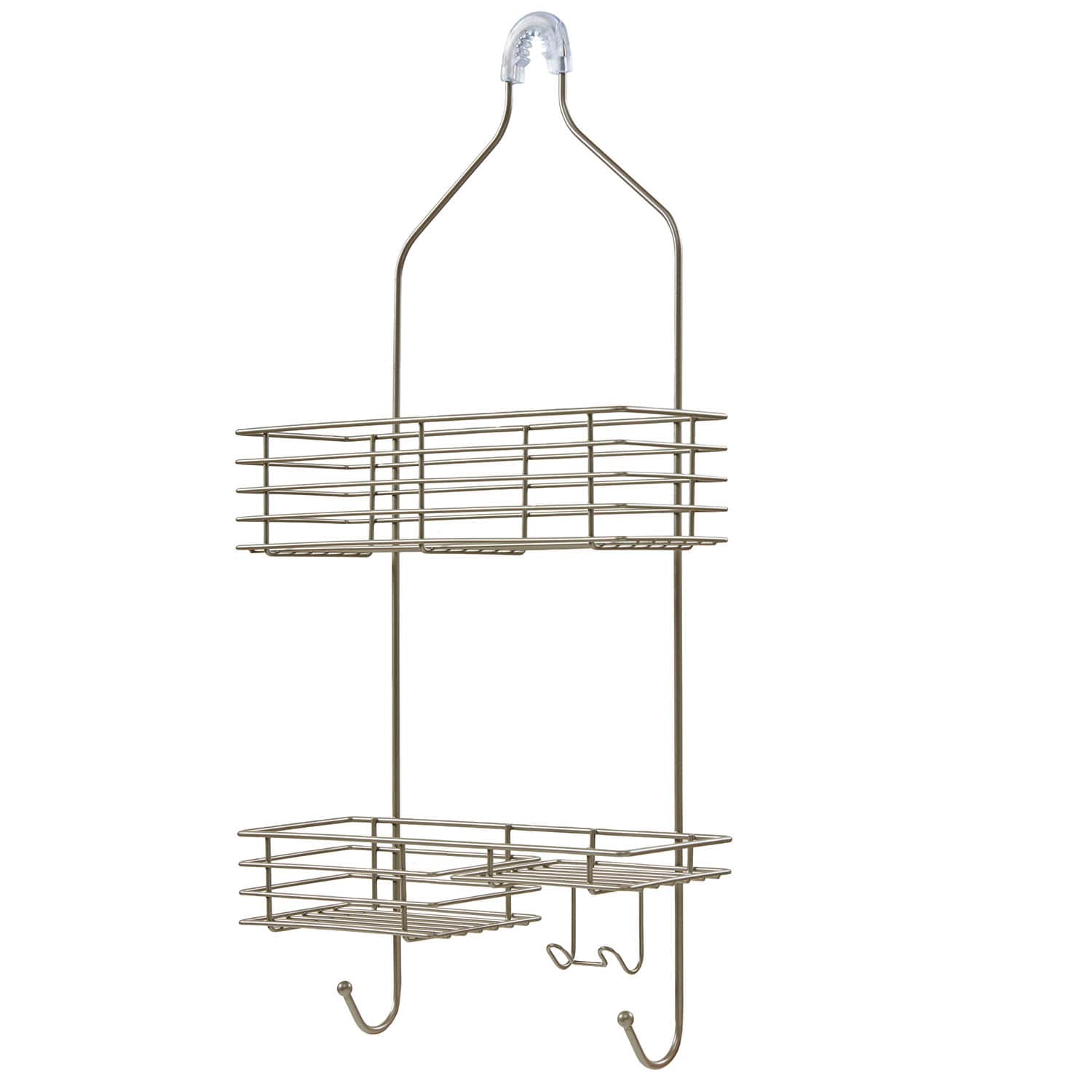 Style Selections Brushed Nickel Iron Over the Showerhead Hanging Shower Caddy 12.6-in x 4.33-in x 25.98-in