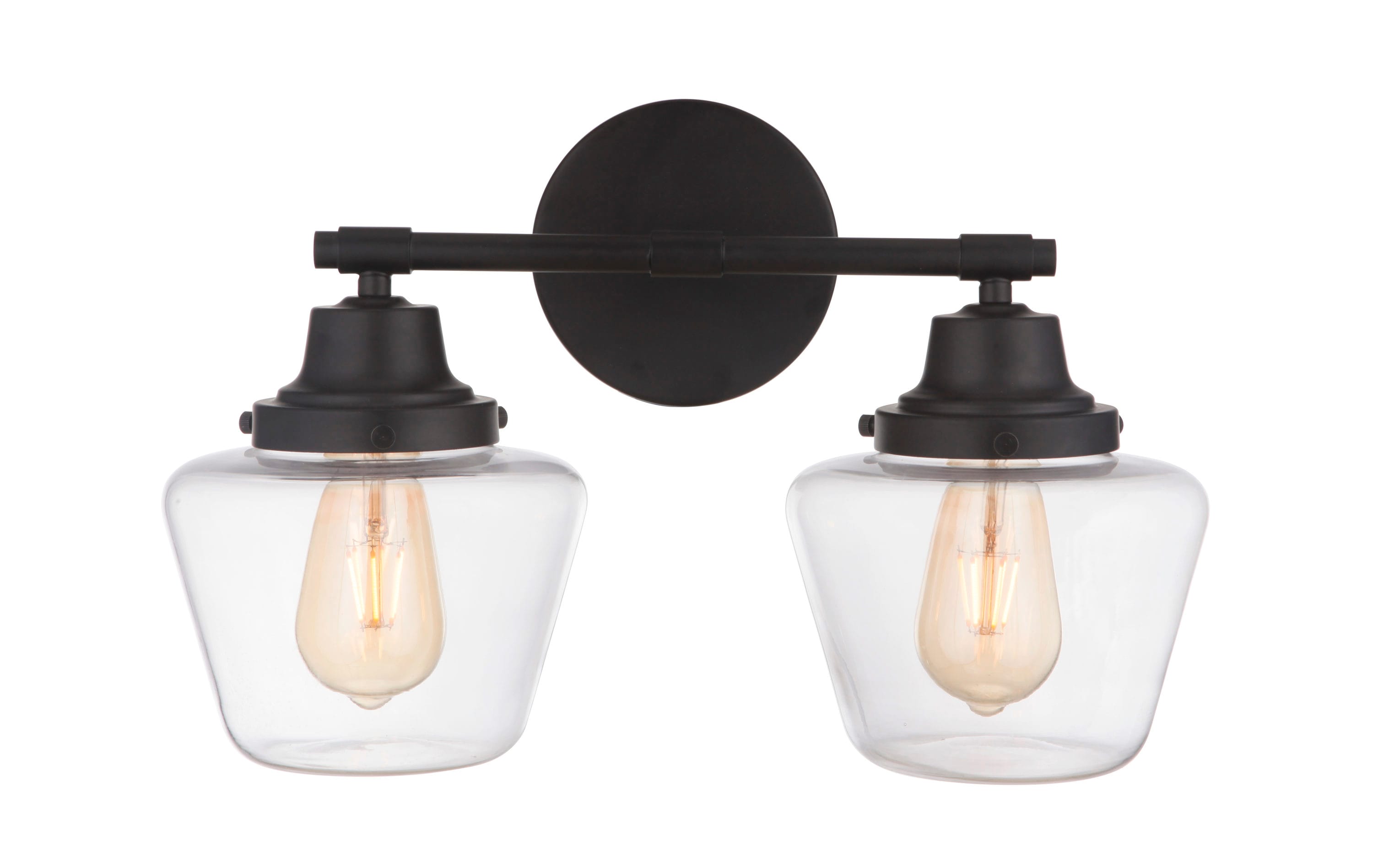 Essex 17.5" Polished Nickel 2-Light Vanity with Clear Glass Shades