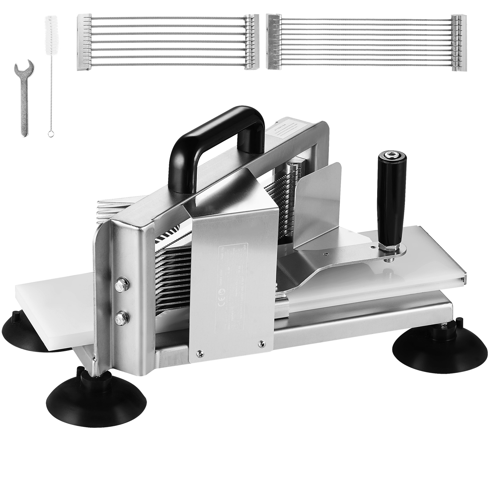 VEVOR SCFQQPJZTS1403767V0 Commercial Tomato Slicer 1/4-IN+3/8-IN+3/16-IN Tomato Cutter Slicer Stainless Steel Heavy Duty Tomato Slicer Machine Manual Tomato Slicer with Non-slip Feet Cutting Tomatoes Cucumbers Bananas